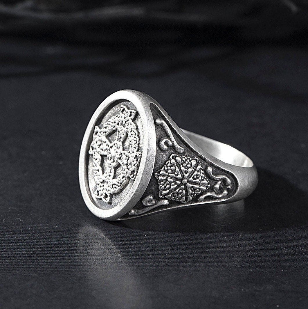Solid Silver Crucifix Man Ring, Signet Cross Ring, Christian Jewelry, Religious Statement Ring, Gift For Mens, Unique Gift For Father's Day