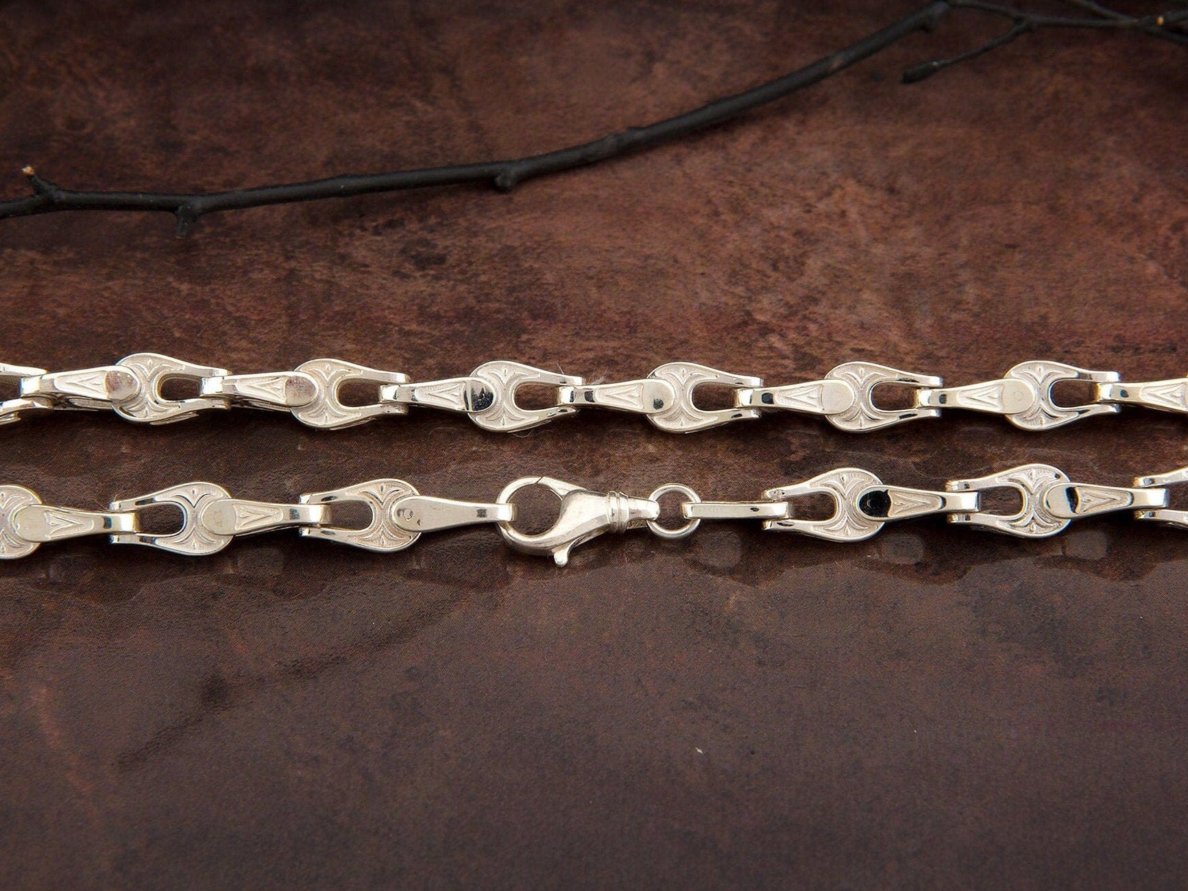 Sterling Silver Chain Bracelet, Mariner Chain Bracelet, Handmade Chain Bracelets For Men, Puffed Silver Chain, Unique Gift For Father's Day