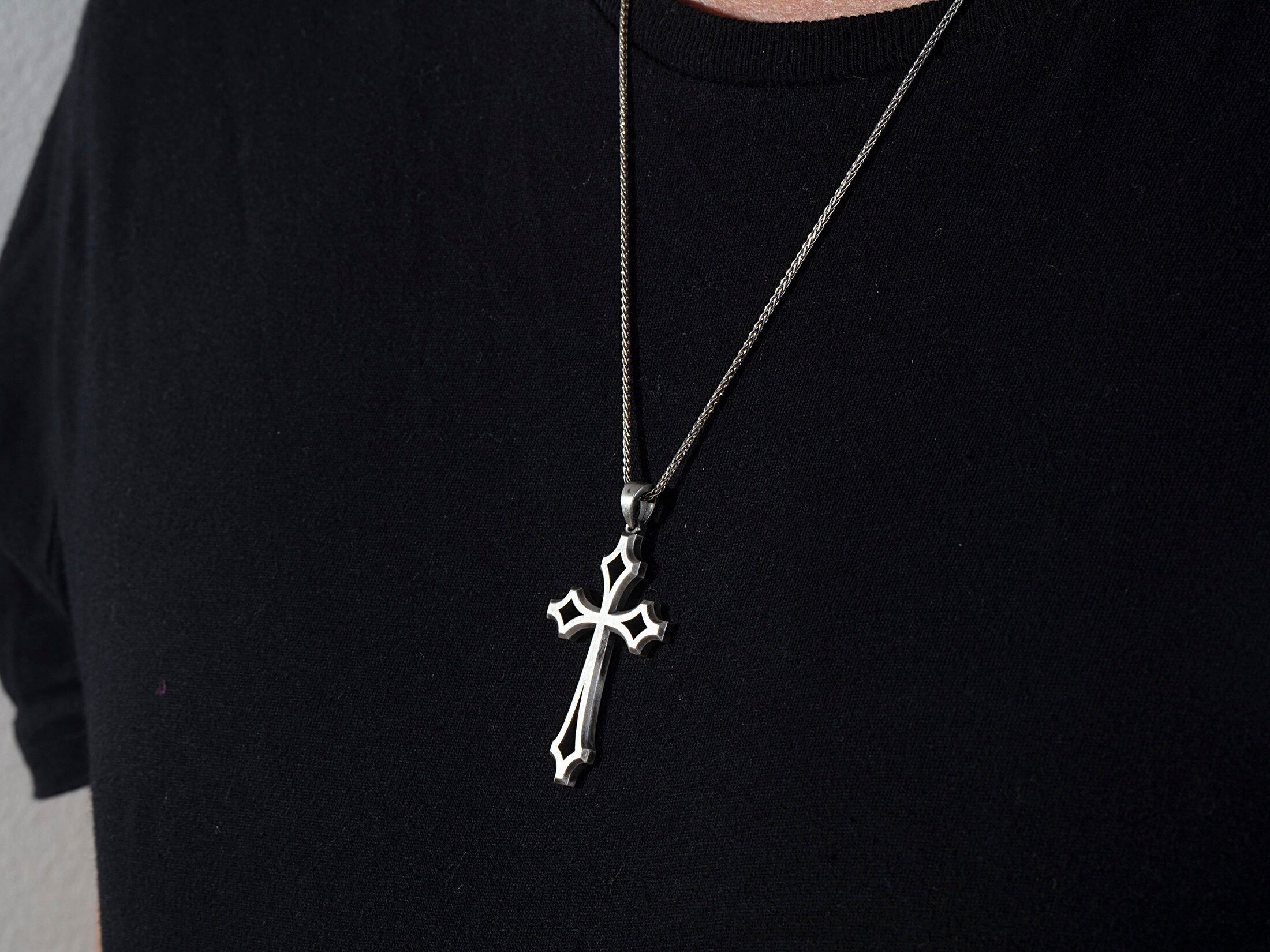 Sterling Silver Cross Necklace For Men, Jesus Crucifix Necklace, Religious Jewelry, Best Birthday Gift For Him, Unique Gift For Father's Day