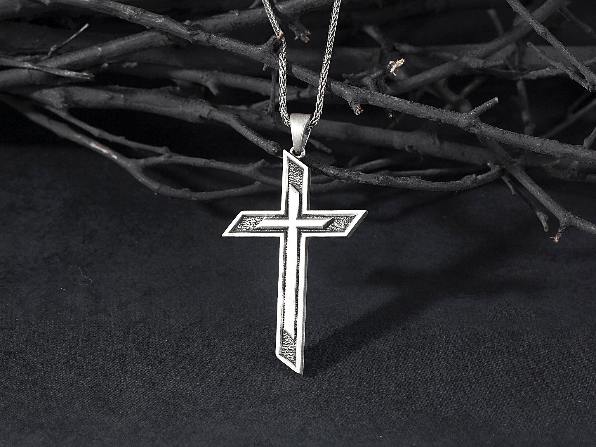 Sterling Silver Cross Necklaces For Men, Jesus Crucifix Pendants, Cross Necklaces For Women, Religious Jewelry, Unique Gift For Father's Day