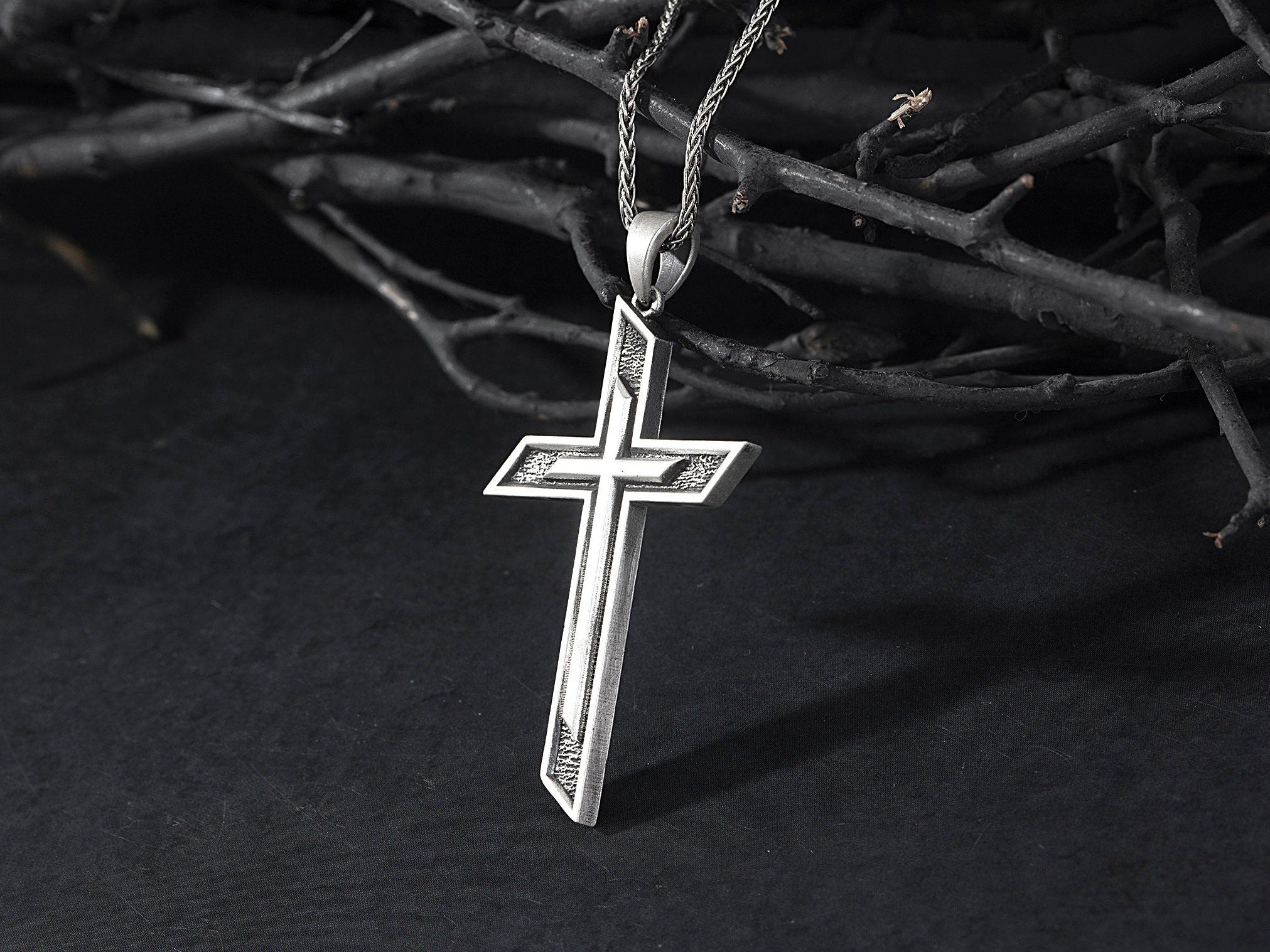 Sterling Silver Cross Necklaces For Men, Jesus Crucifix Pendants, Cross Necklaces For Women, Religious Jewelry, Unique Gift For Father's Day