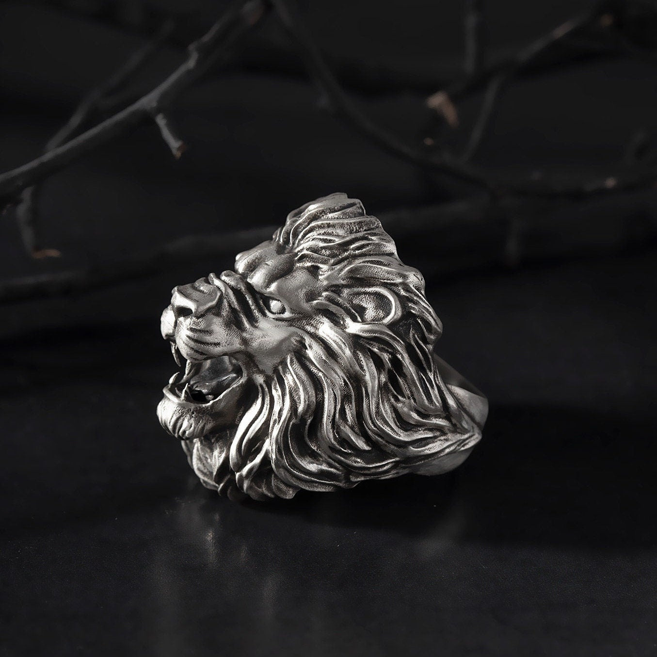 Silver Lion Rings, African Wild Lion Ring, Statement Rings For Men, Oxidized Animal Rings, Gift For Boyfriend, Unique Gift For Father's Day