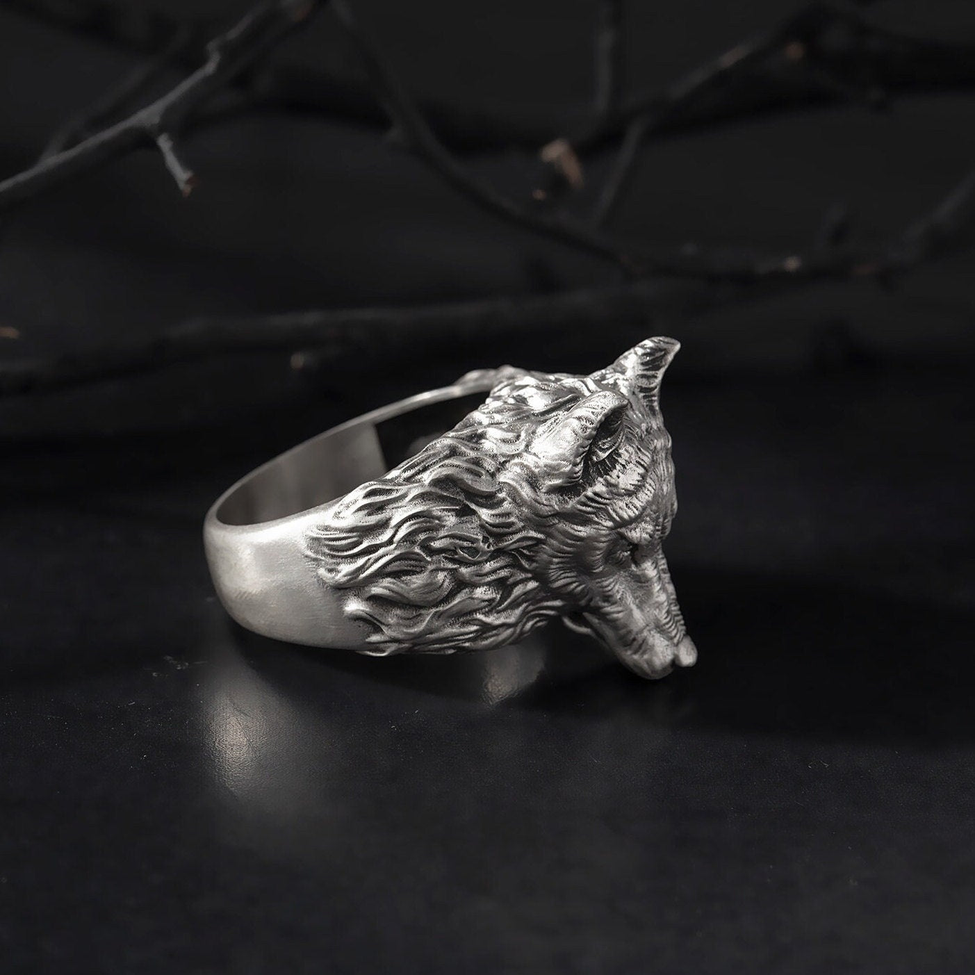 Solid Silver Wolf Rings, Men's Wolf Head Ring, Signet Animal Rings For Men, Alpha Wolf Ring, Gift For Fathers, Unique Gift For Father's Day