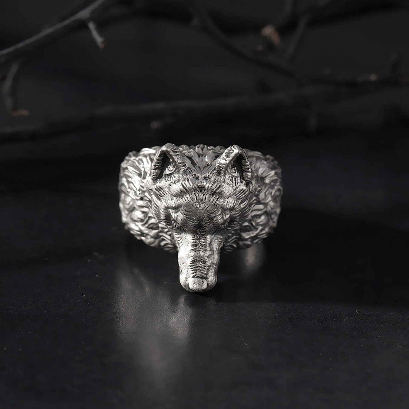 Solid Silver Wolf Rings, Men's Wolf Head Ring, Signet Animal Rings For Men, Alpha Wolf Ring, Gift For Fathers, Unique Gift For Father's Day
