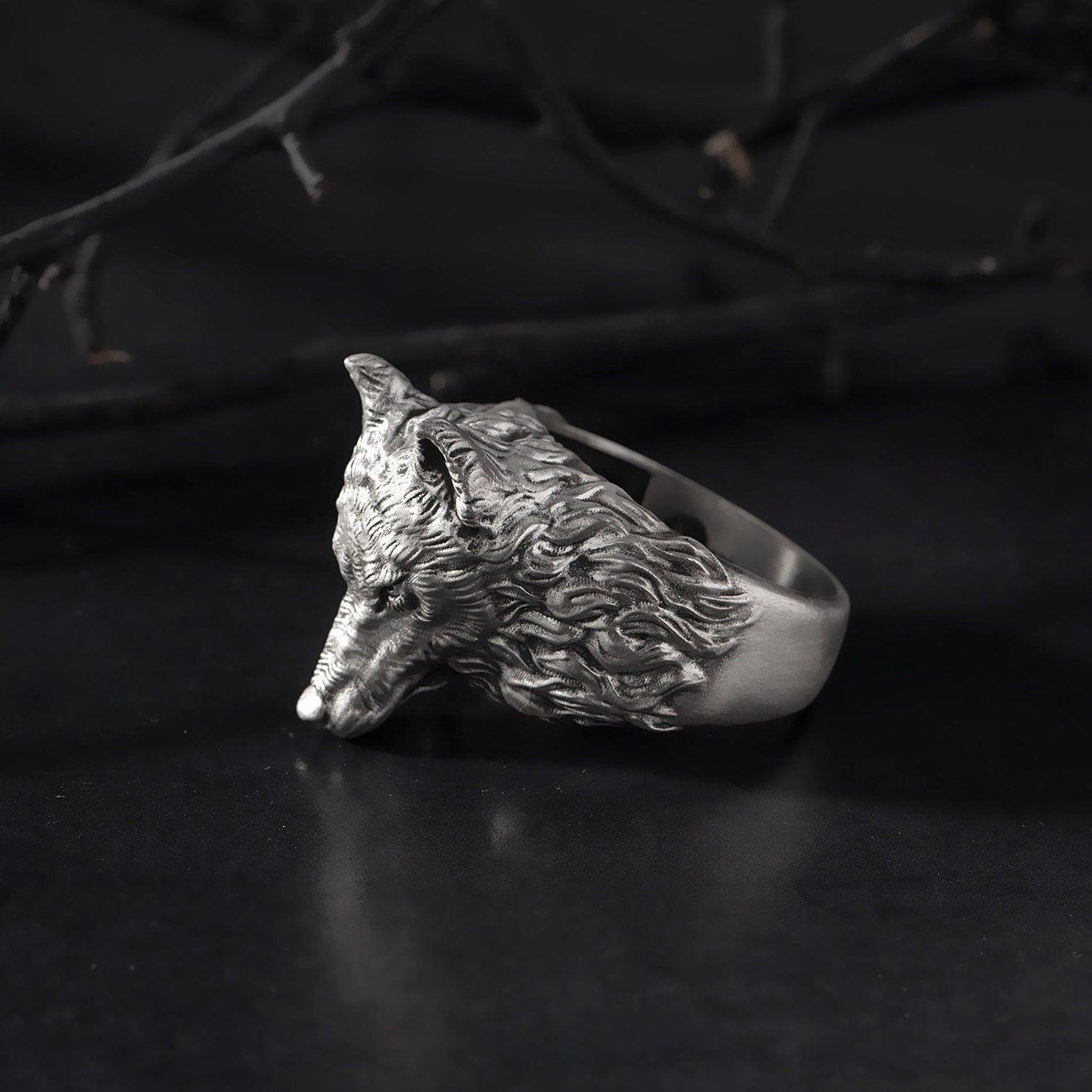Solid Silver Wolf Rings, Men's Wolf Head Ring, Signet Animal Rings For Men, Alpha Wolf Ring, Gift For Fathers, Unique Gift For Father's Day