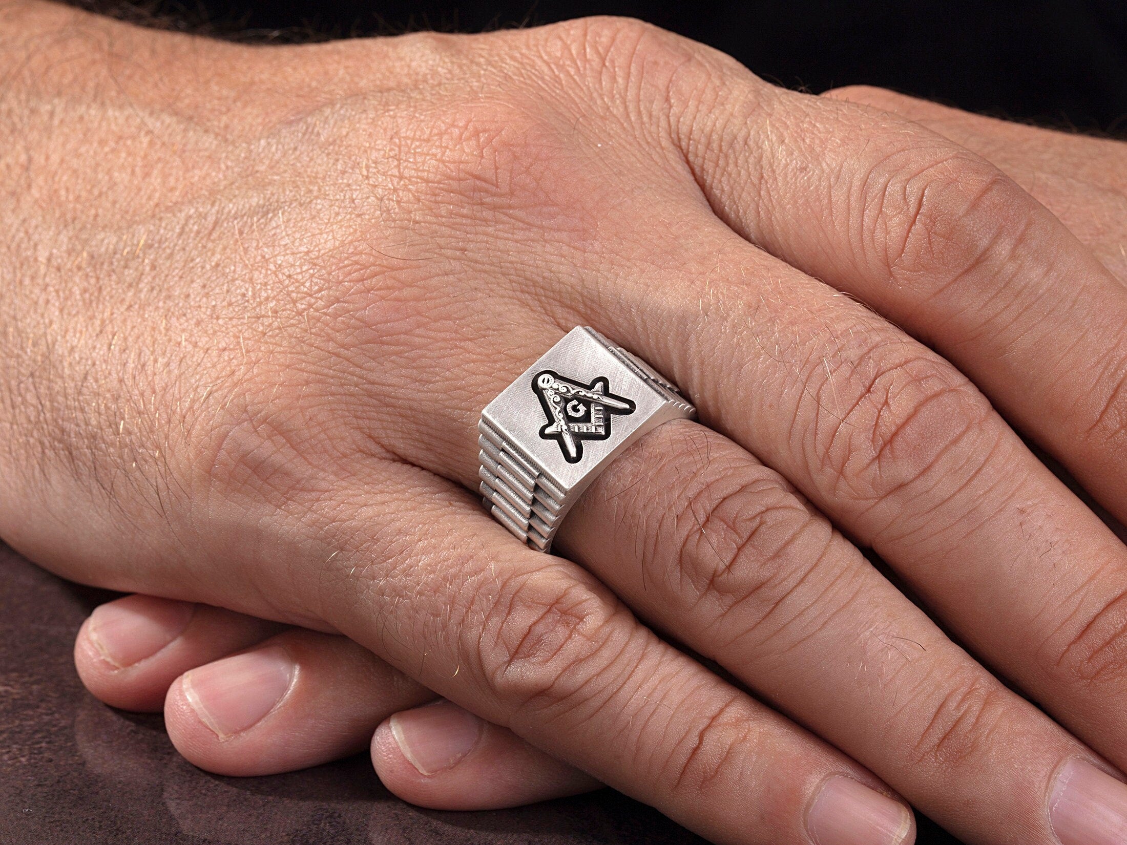 Solid Silver Masonic Rings, Jewelry Gift Ring For Masons, Master Mason Special Design Ring, Freemason G Rings, Unique Gift For Father's Day