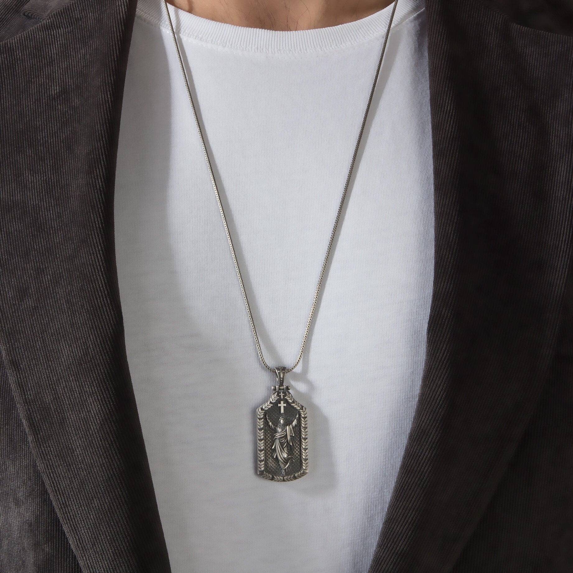 Solid Silver Cross Ascension Jesus Pendant, Cross Pendant, Gift For Father, Religious Gift, Crucifix Necklace, Unique Gift For Father's Day