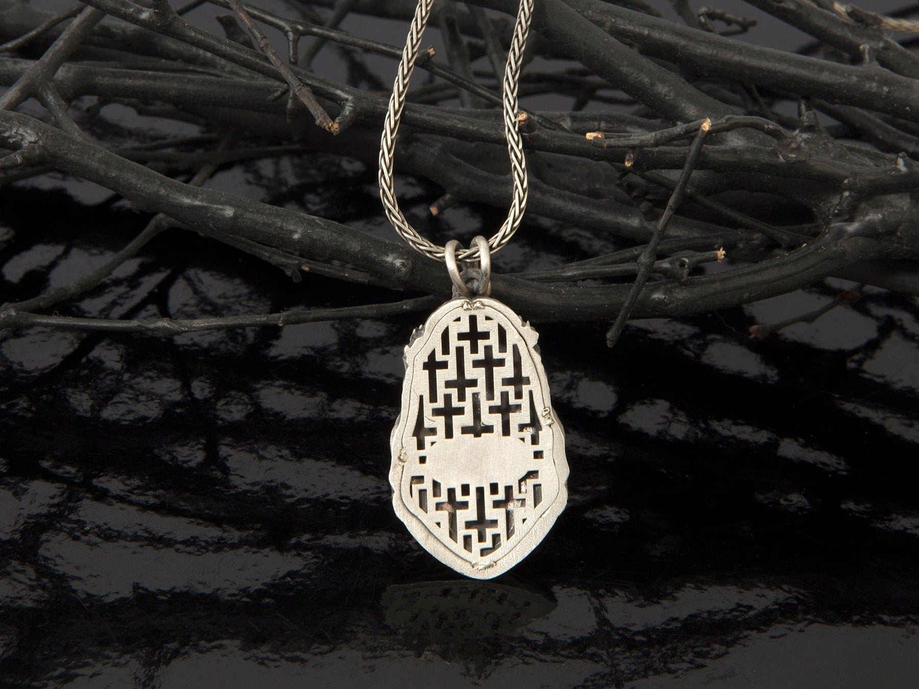 Thorny Crown Jesus Necklace, Jesus Pendant, Religious Jewelry, Solid Silver Jesus Necklace, Gift For Father's, Unique Gift For Father's Day