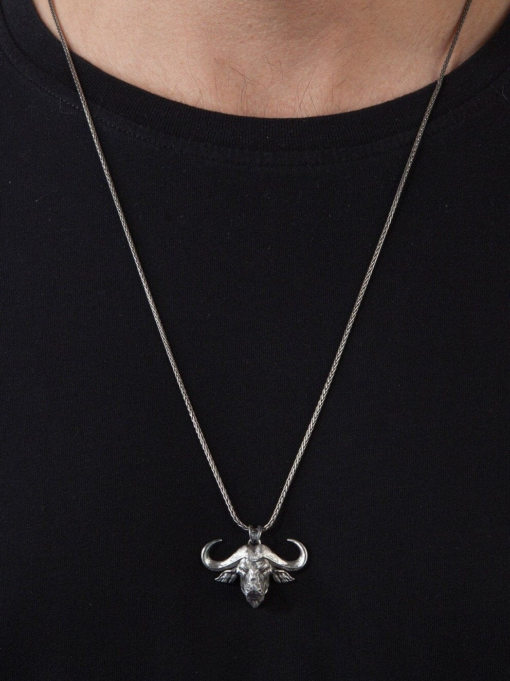 Solid Silver Buffalo Man Pendants, American Buffalo Necklace, Oxidized Buffalo Head Pendant, Gift For Fathers, Unique Gift For Father's Day