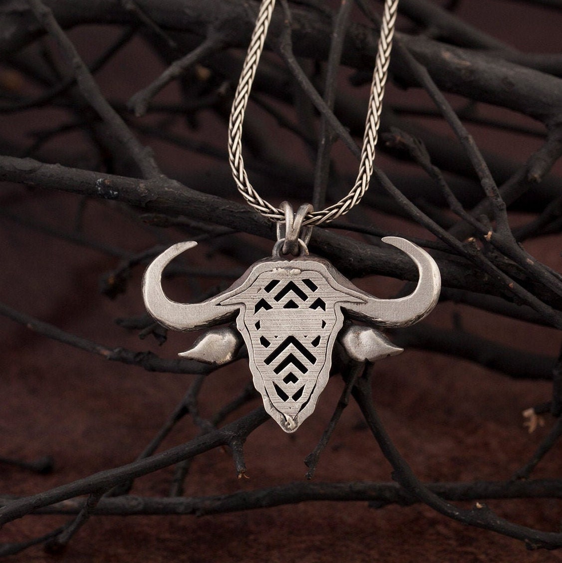 Solid Silver Buffalo Man Pendants, American Buffalo Necklace, Oxidized Buffalo Head Pendant, Gift For Fathers, Unique Gift For Father's Day