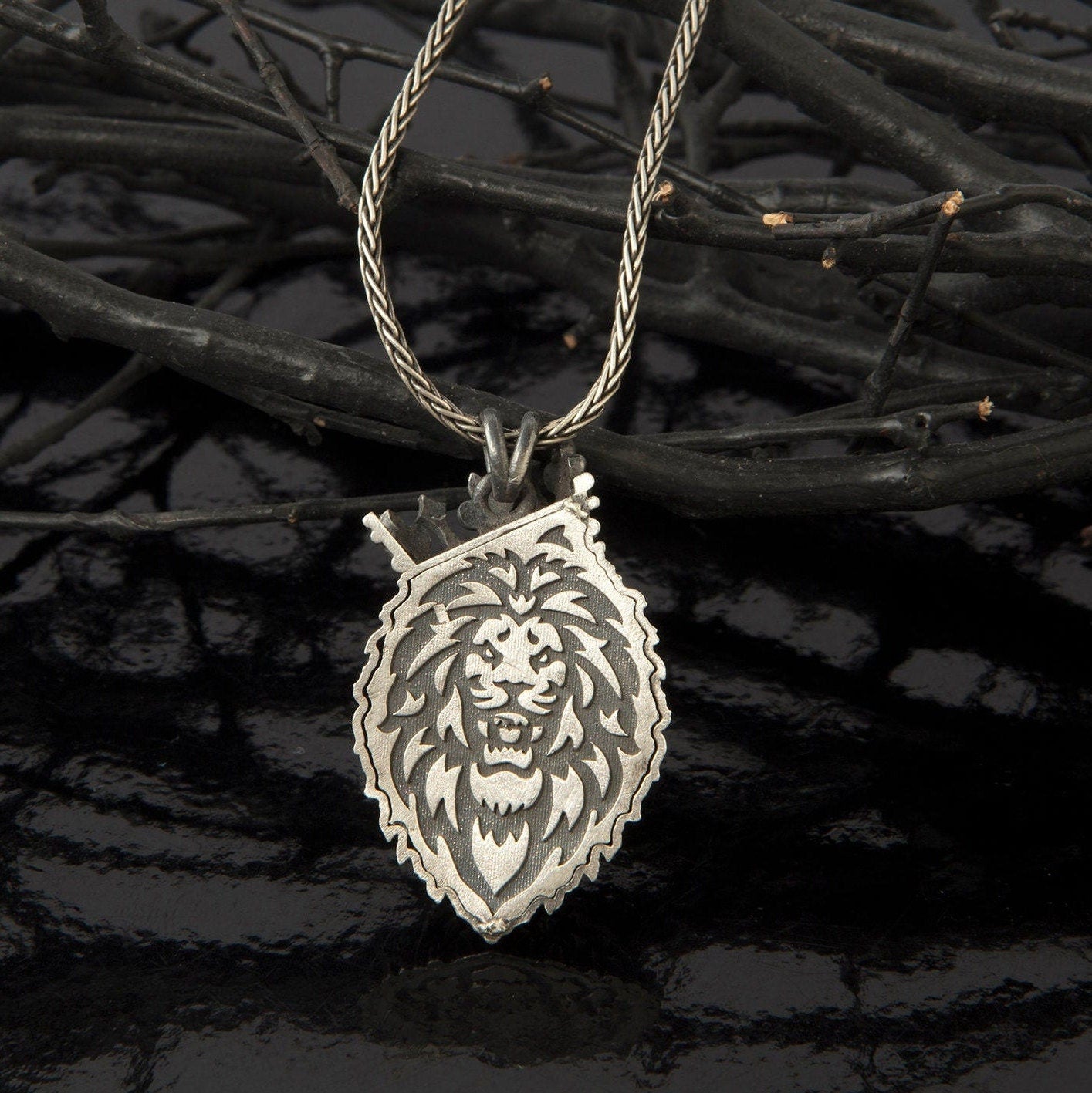 Solid Silver King Crowned Lion Pendant, Wild Lion Necklace For Man, Gift For Father, Best Gifts For Boyfriend, Unique Gift For Father's Day