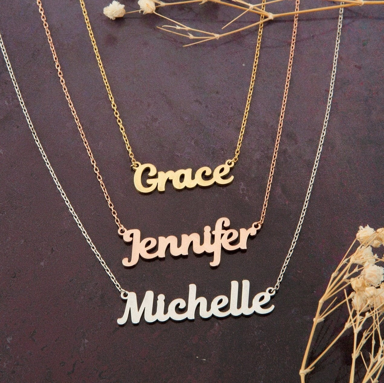 Sterling Silver Name Necklaces, Birthday Gift For Mothers, 14K Solid Gold Custom Name Necklace, Personalized Jewelry, Gift For Mothers Day