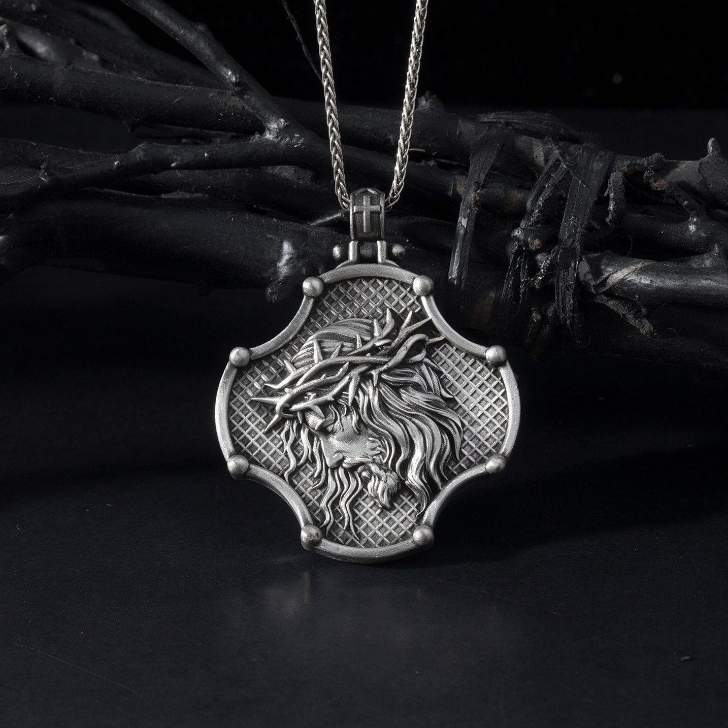 Sterling Silver Jesus Head Necklaces For Men, Jesus Christ Cross Necklaces For Women, Unisex Religious Jewelry, Unique Gift For Father's Day