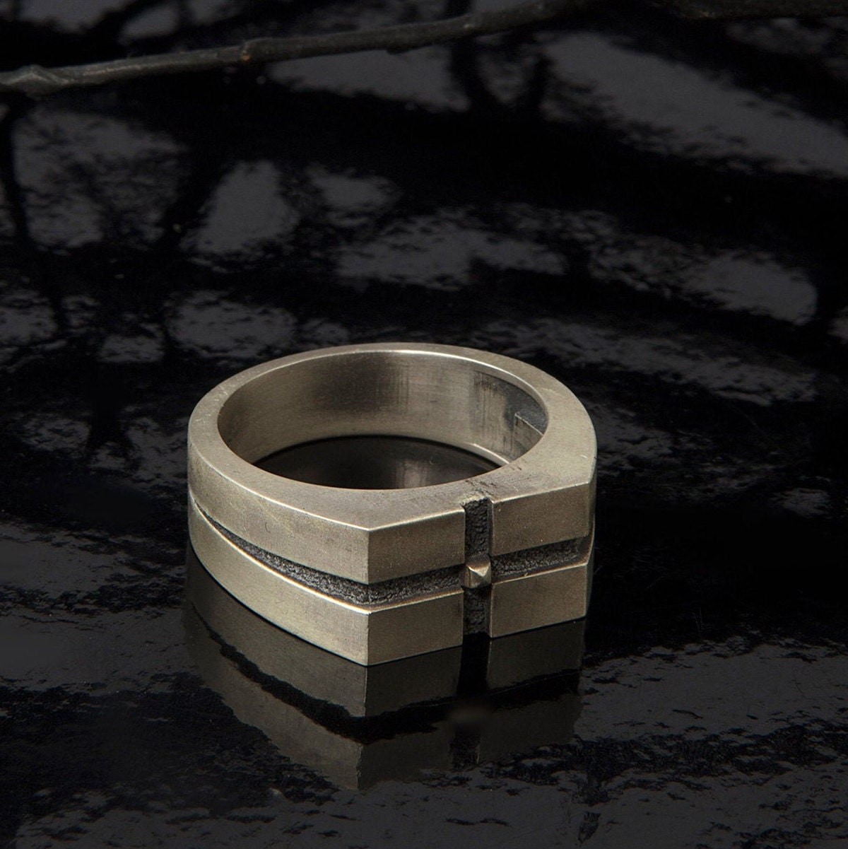 Wedding Men Rings, Solid Silver Modern Man Ring, Signet Ring For Mens, Gift For Fathers, Engagement Men Rings, Unique Gift For Father's Day