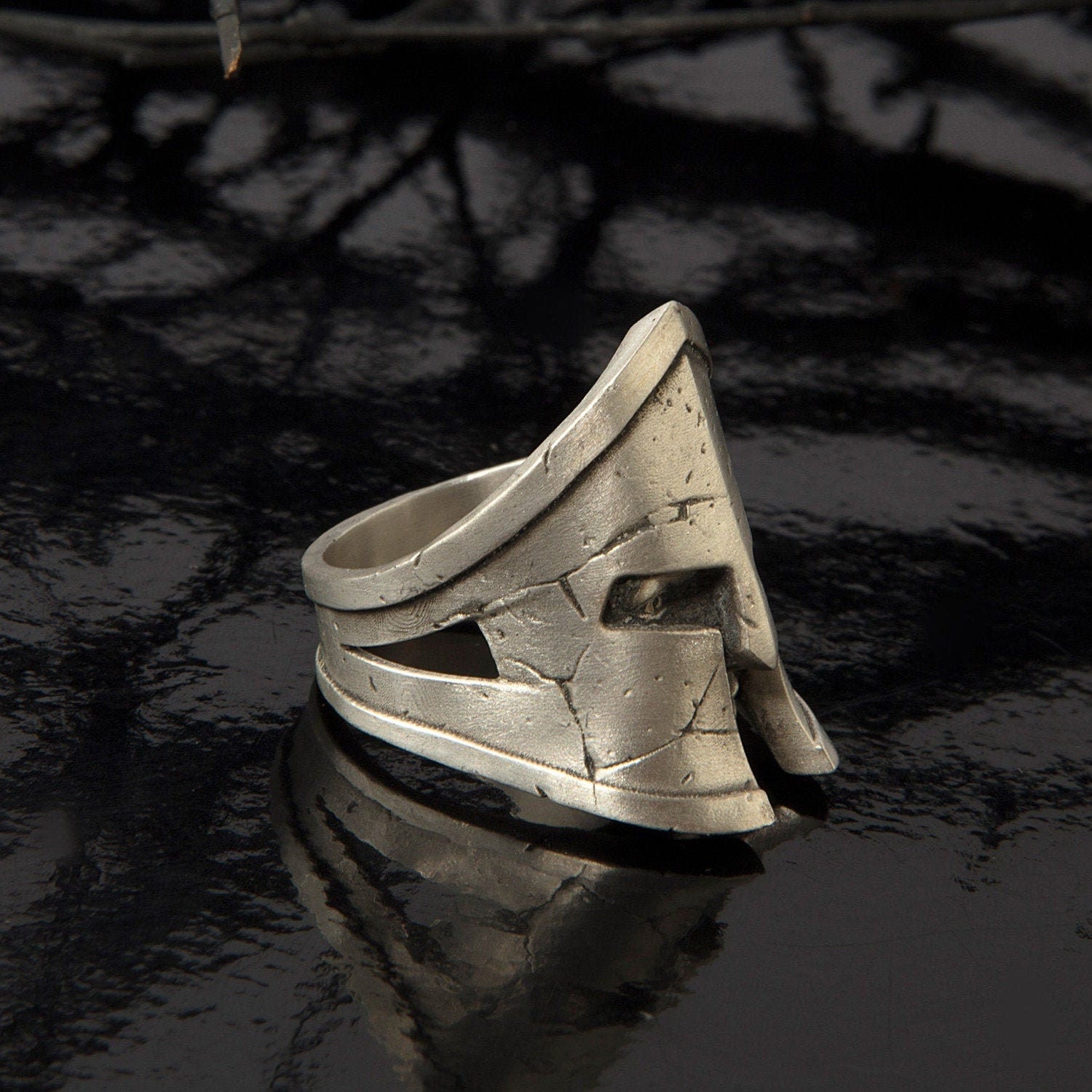 Spartan Soldier Helmet Solid Silver Rings, Greek Warrior Leonidas Ring, Men's Gift Rings, Gift For Boyfriends, Unique Gift For Father's Day