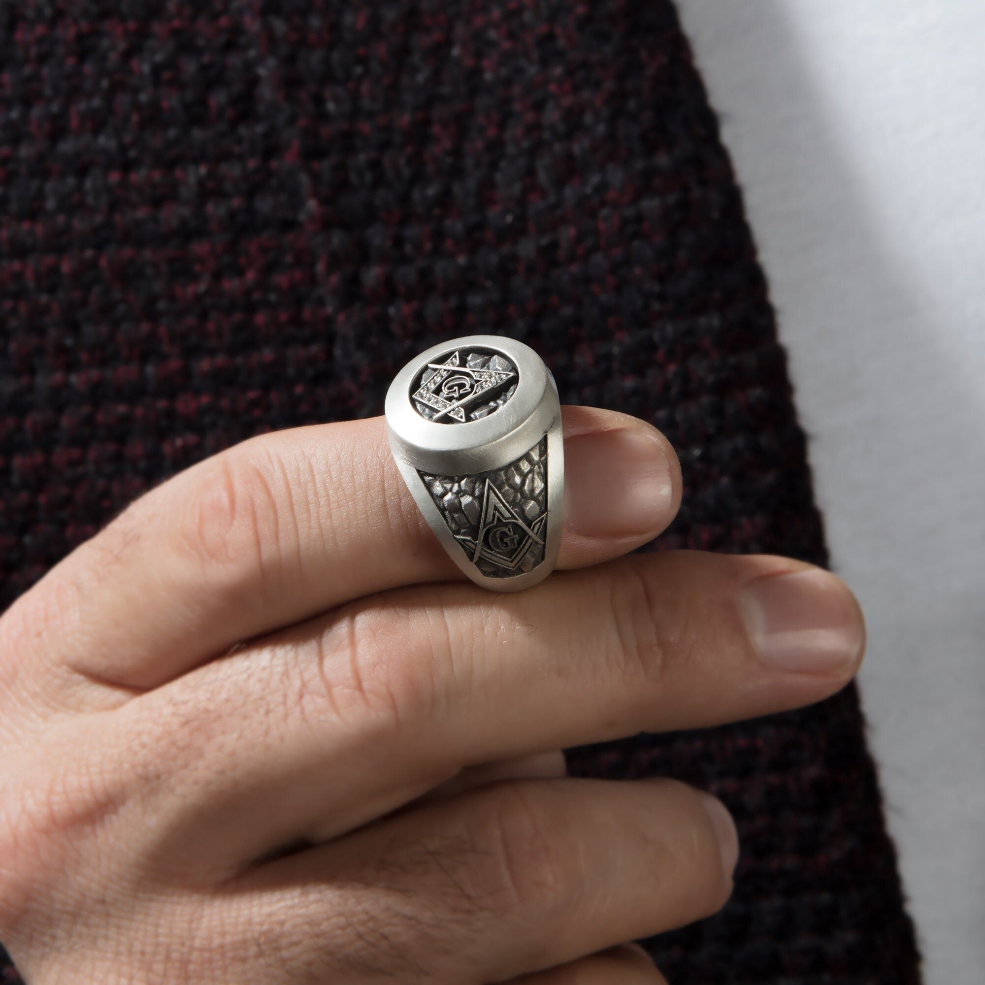 Solid Silver Masonic Rings, Signet Ring For Men, Freemason Rings, Master Mason Rings, Masonic Men's Gift Ring, Unique Gift For Father's Day