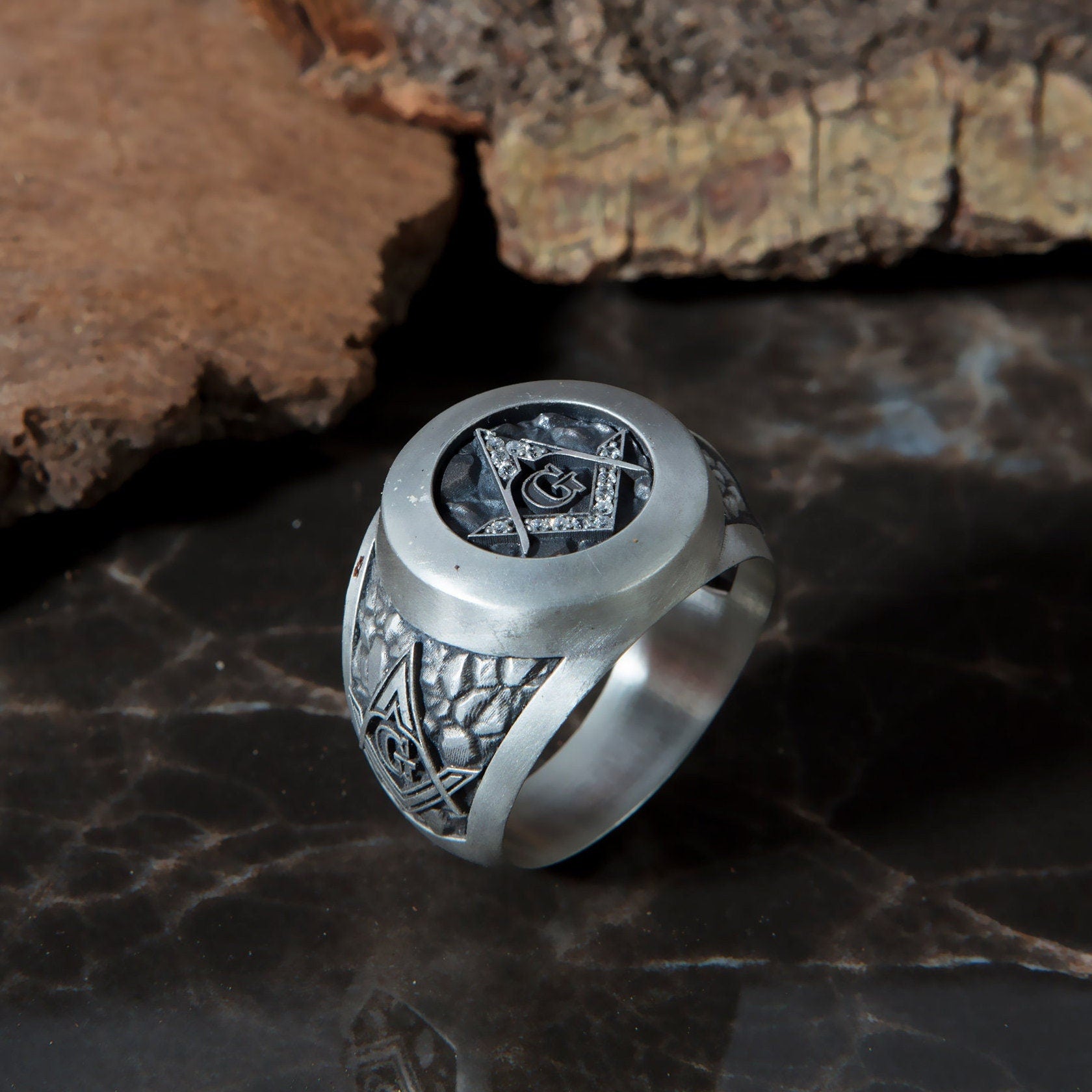Solid Silver Masonic Rings, Signet Ring For Men, Freemason Rings, Master Mason Rings, Masonic Men's Gift Ring, Unique Gift For Father's Day