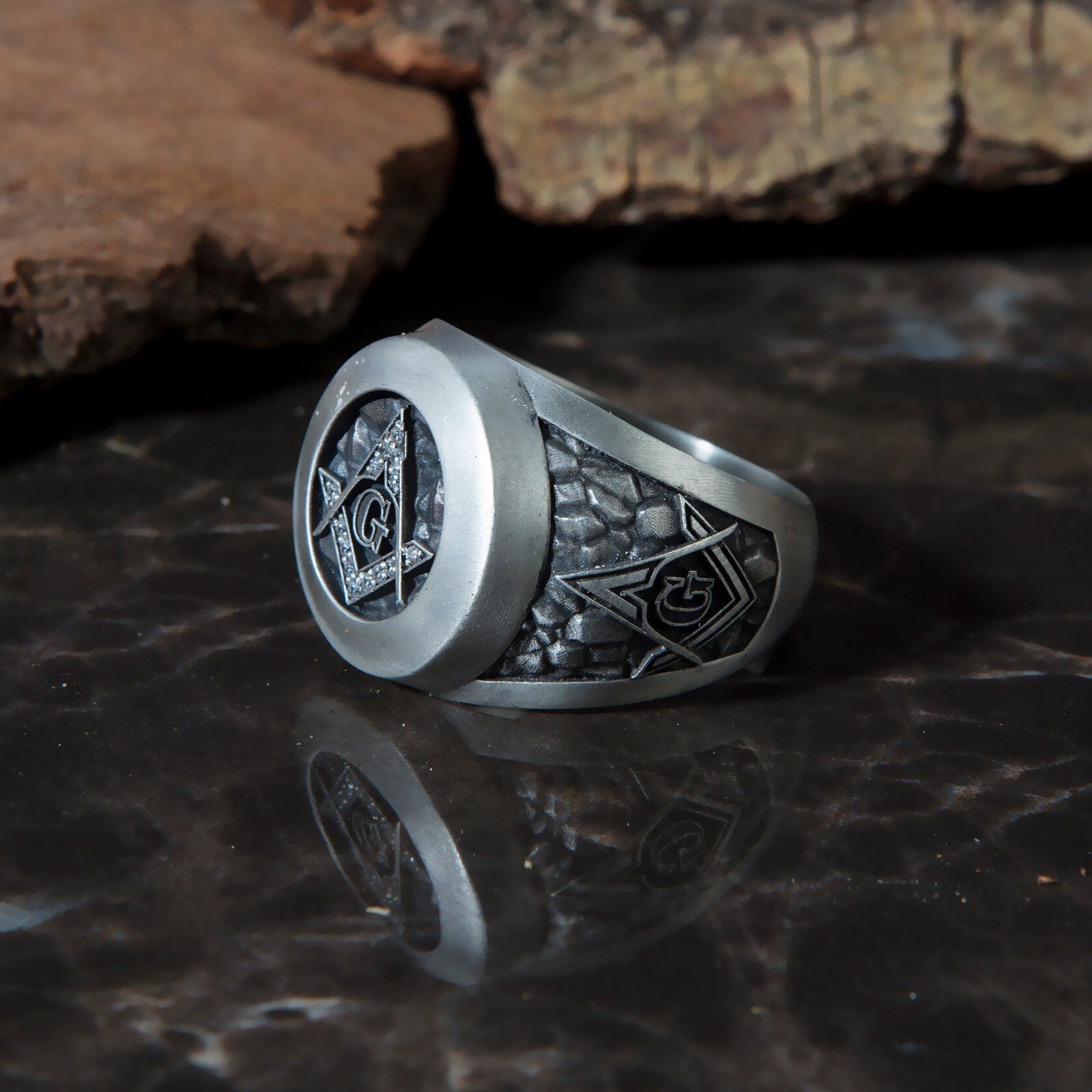 Solid Silver Masonic Rings, Signet Ring For Men, Freemason Rings, Master Mason Rings, Masonic Men's Gift Ring, Unique Gift For Father's Day