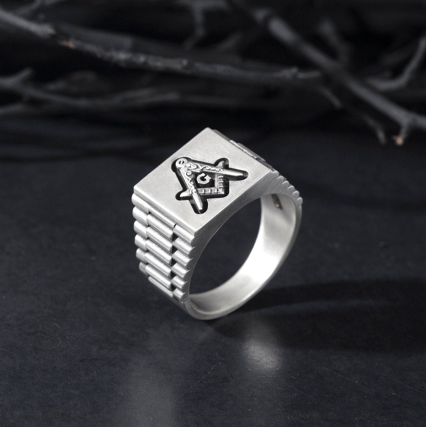 Solid Silver Masonic Rings, Jewelry Gift Ring For Masons, Master Mason Special Design Ring, Freemason G Rings, Unique Gift For Father's Day