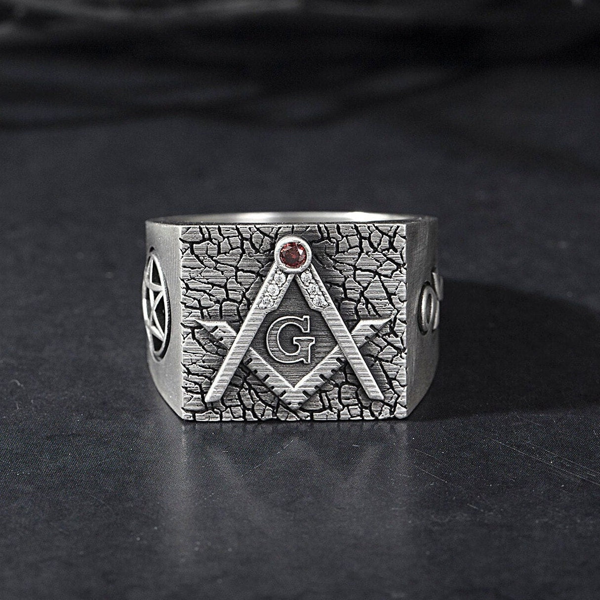 Sterling Silver Mason Rings, Unique Masonic Jewelry, Square Master Mason Ring, Freemason Signet Ring For Mens, Unique Gift For Father's Day