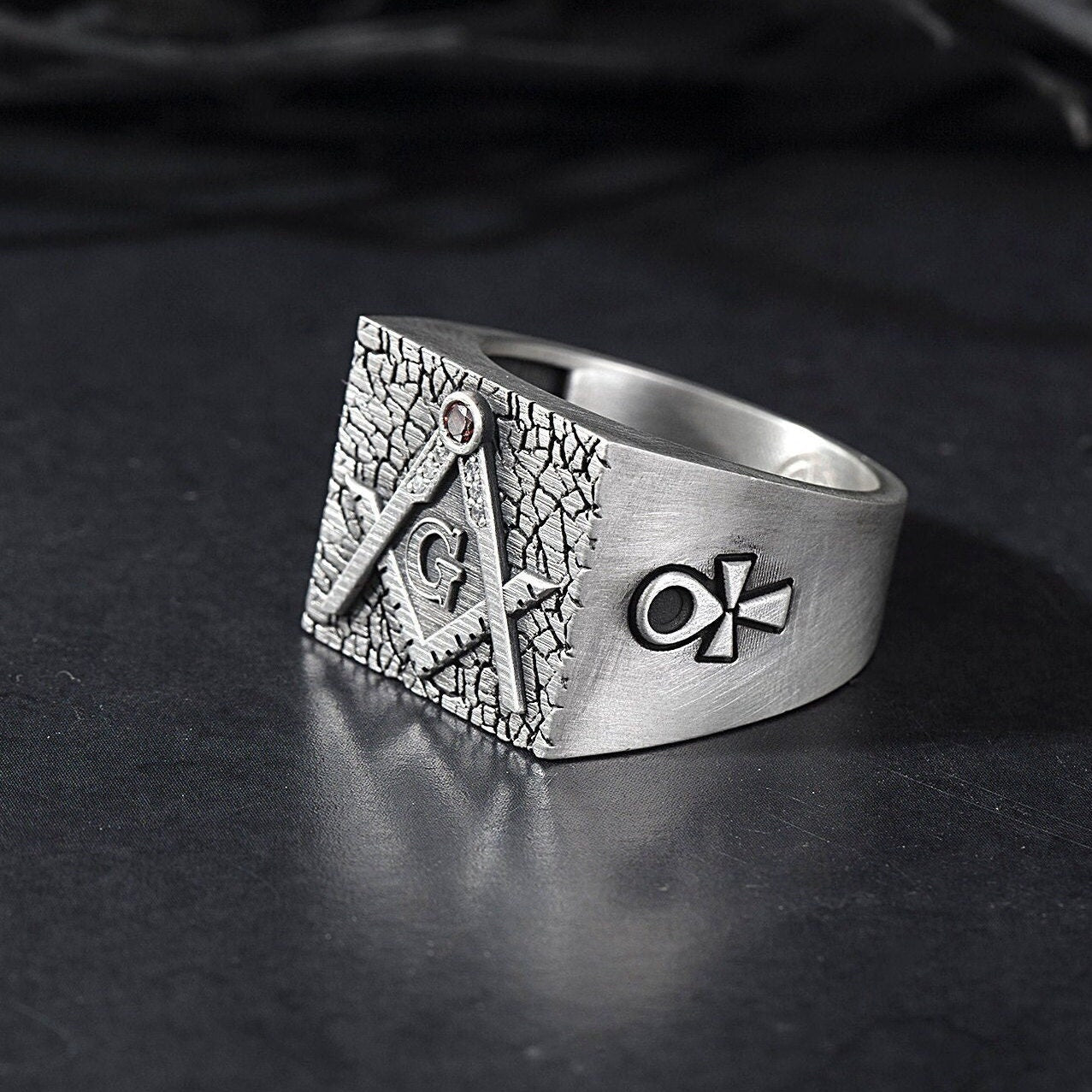 Sterling Silver Mason Rings, Unique Masonic Jewelry, Square Master Mason Ring, Freemason Signet Ring For Mens, Unique Gift For Father's Day
