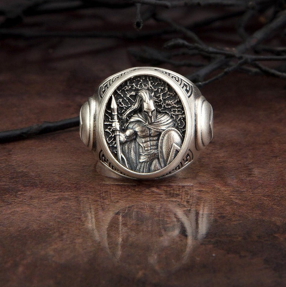 Sterling Silver Spartan Rings, Spartan Shield Ring, Leonidas Ring, Men's Greek Warrior Jewelry, Gift For Dads, Unique Gift For Father's Day