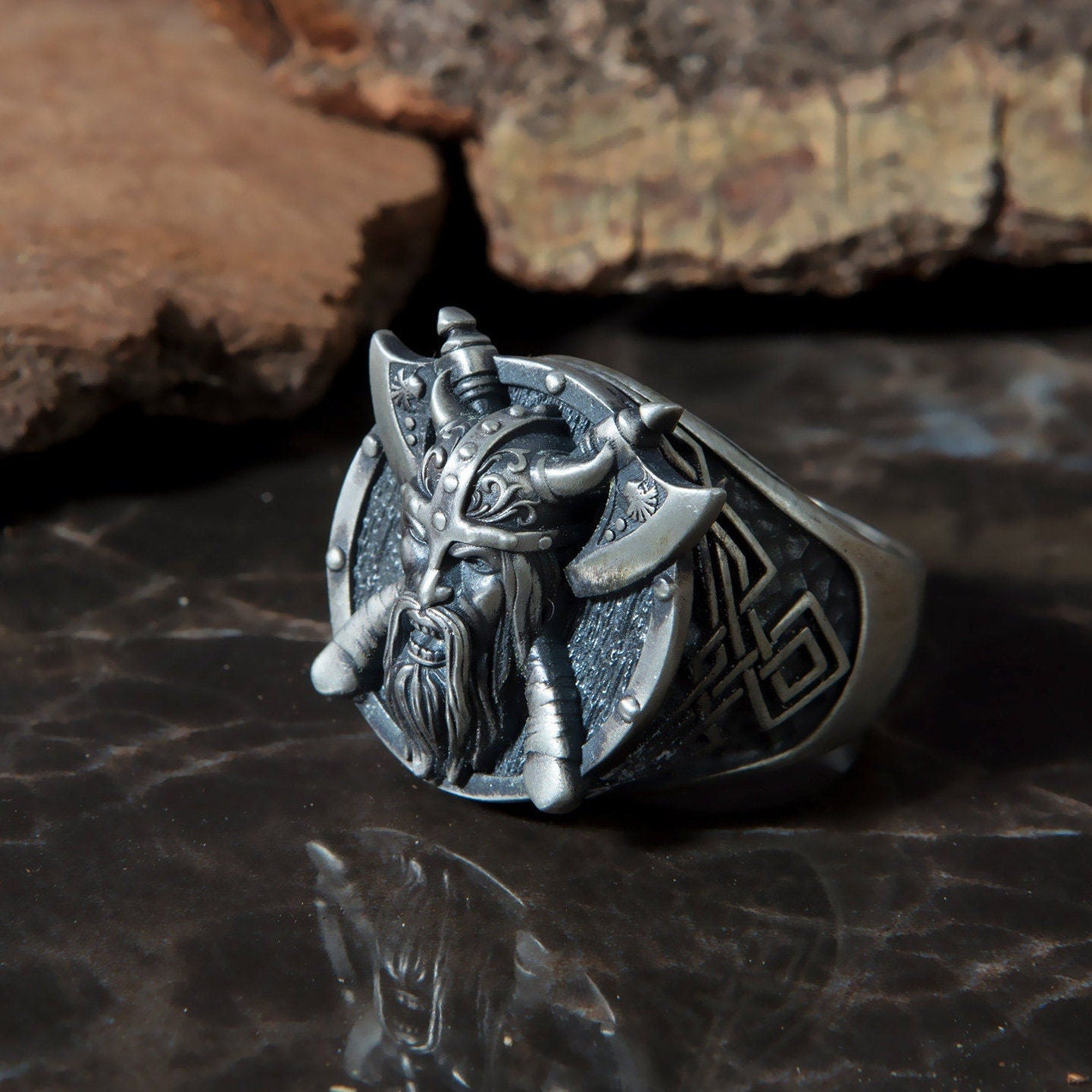 Viking God Odin Silver Ring, Scandinavian Warrior Ring, Nordic Rings, Silver Viking Jewelry, Signet Man Rings, Unique Gift For Father's Day