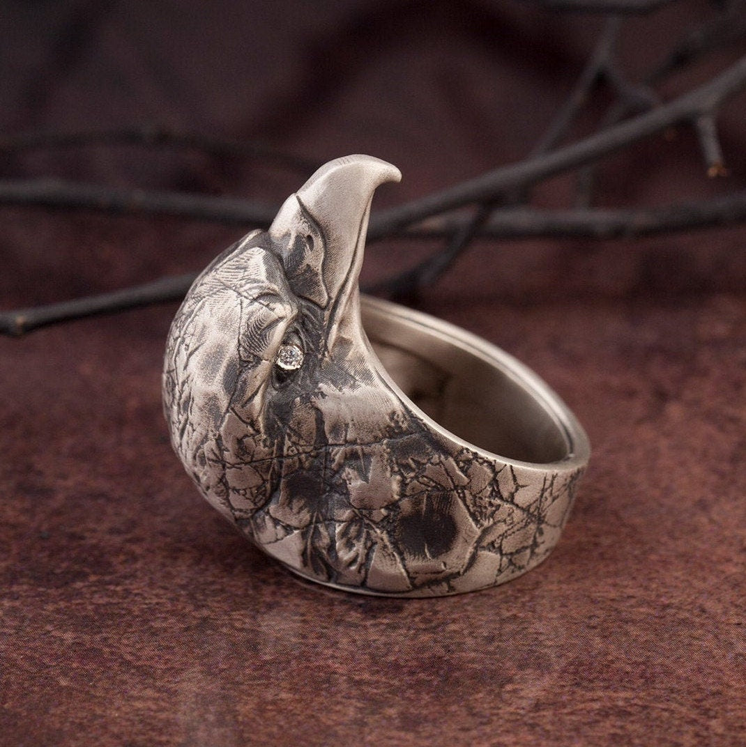Wild Eagle Men Ring, American Eagle Ring, Solid Silver Eagle Head Ring, Gift For Boyfriends, Gift For Husband, Unique Gift For Father's Day