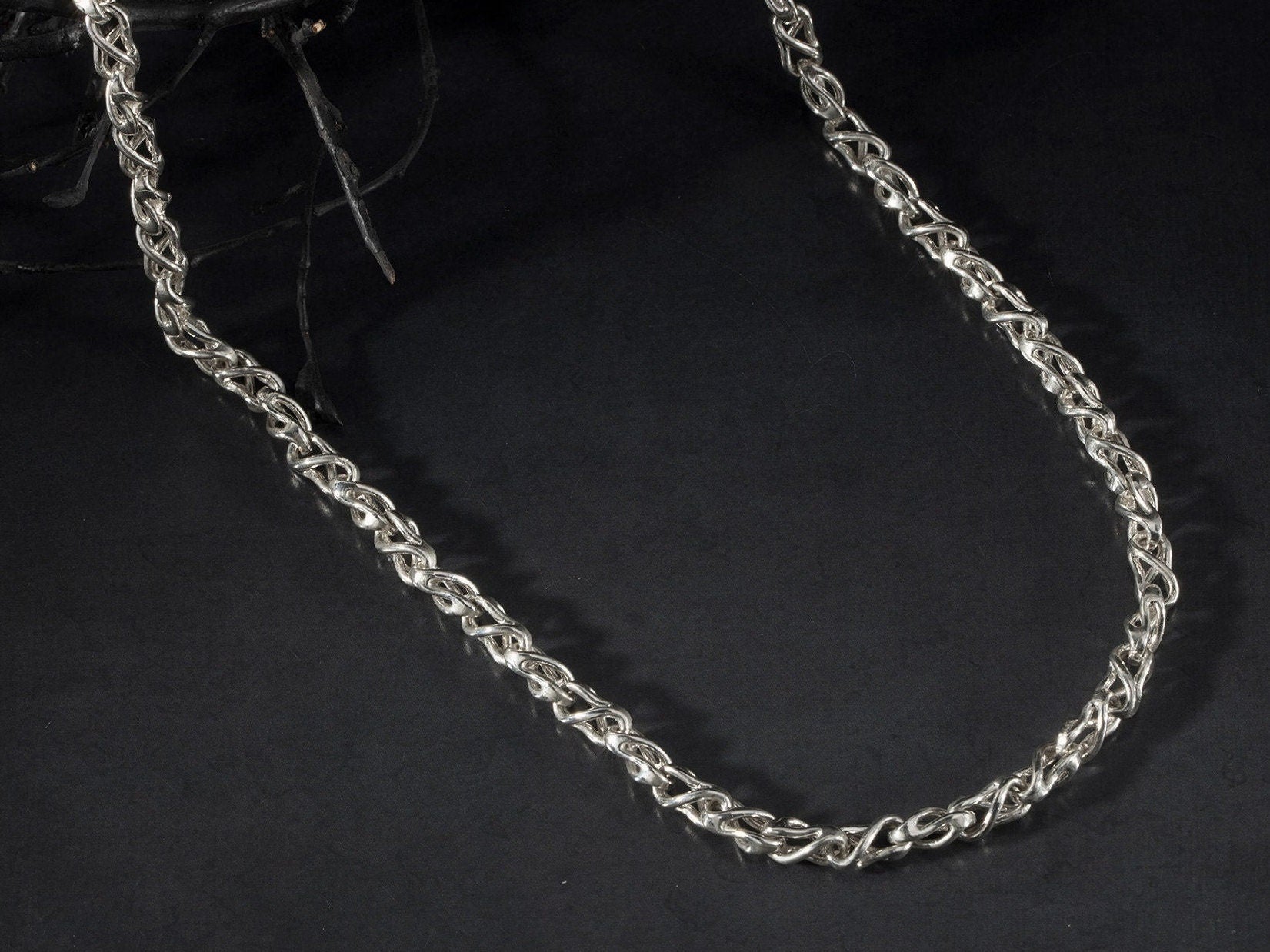 Sterling Silver Gourmet Chain Necklace, Men's Curb Chain Necklace, Best Gift For Fathers, Rope Chain Necklace, Unique Gift For Father's Day