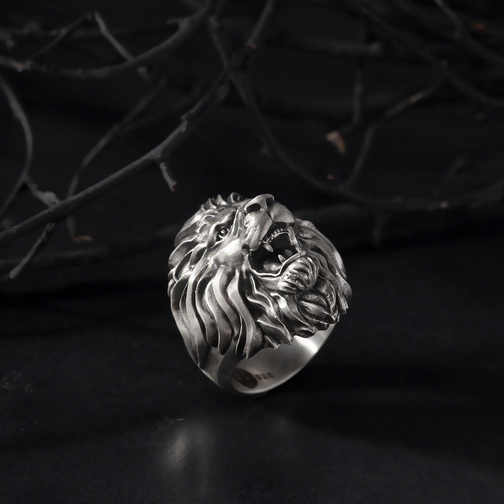 Silver Lion Men Ring, African Lion Ring, Statement Rings, Animal Signet Rings, Gift For Men, Gift for Fathers, Unique Gift For Father's Day