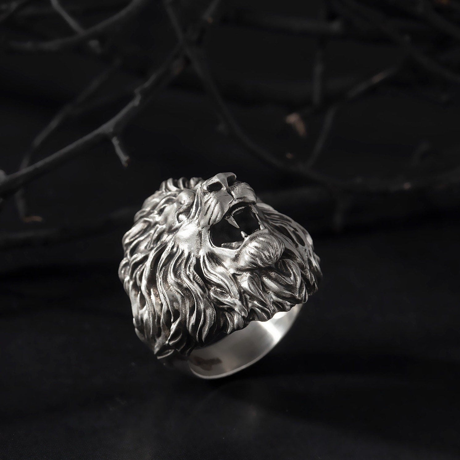 Silver Lion Rings, African Wild Lion Ring, Statement Rings For Men, Oxidized Animal Rings, Gift For Boyfriend, Unique Gift For Father's Day