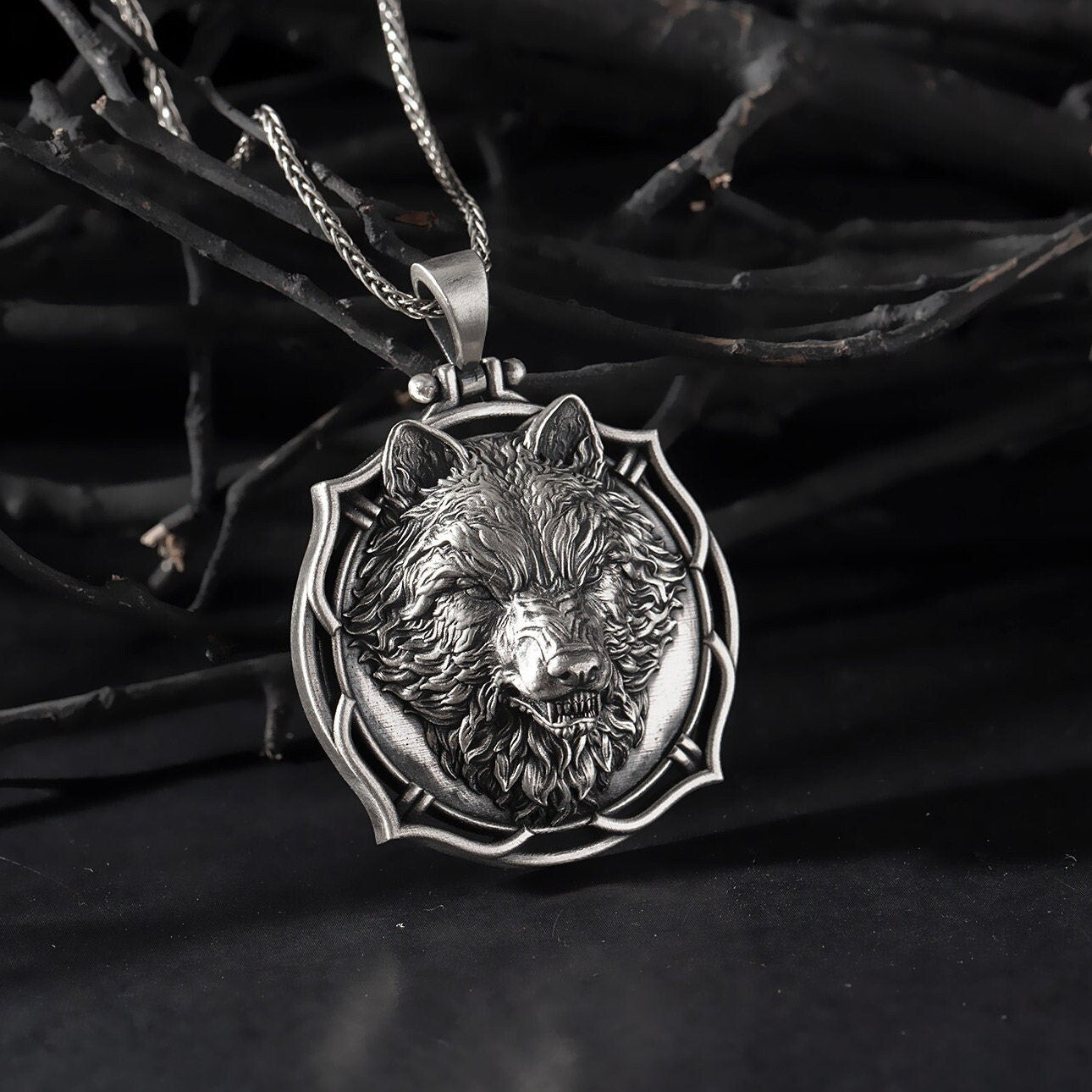 Wild Wolf Necklaces, Sterling Silver Wolf Pendants, Animal Necklace For Mens, Gift For Man, Gift For Father's, Unique Gift For Father's Day