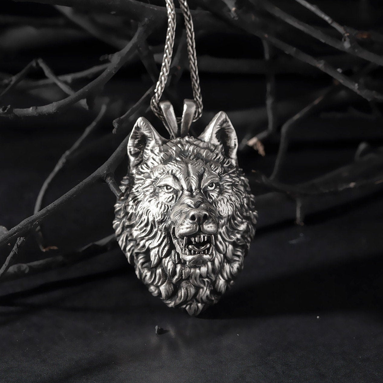 Wild Wolf Necklaces, Animal Necklace For Mens, Solid Silver Wolf Head Pendant, Gift For Fathers, Gift For Men, Unique Gift For Father's Day