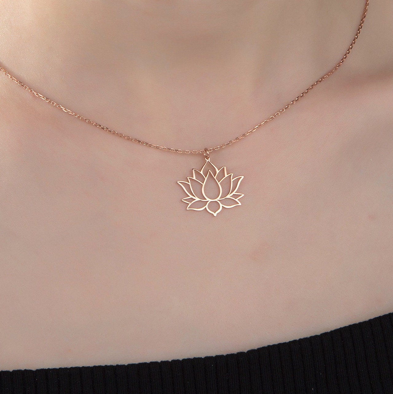 Silver Lotus Flower Necklace, Gift For Mothers, 18K Gold Lotus Pendants, Birthday Gift For Daughter, Gift For Sister, Gift For Mothers Day