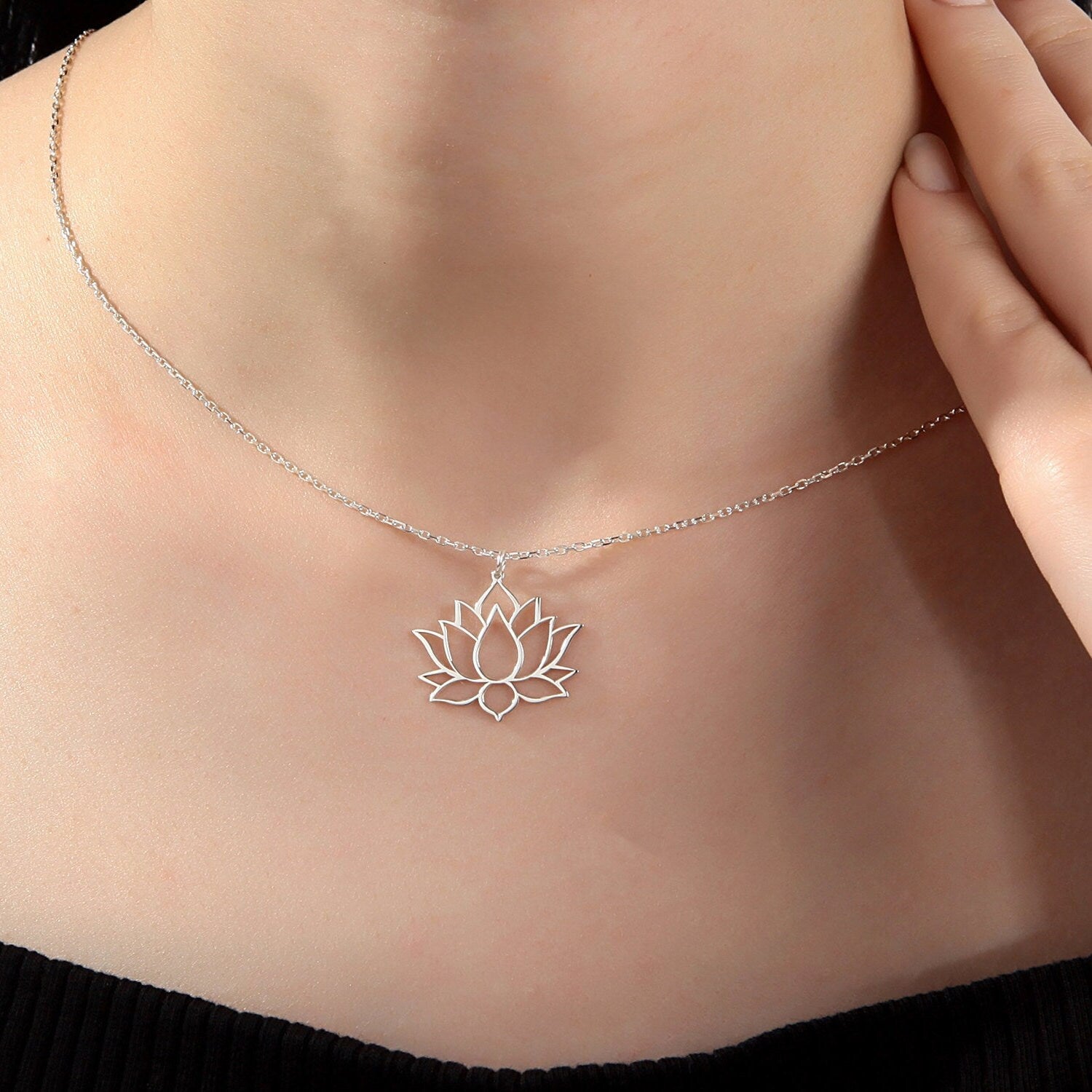 Silver Lotus Flower Necklace, Gift For Mothers, 18K Gold Lotus Pendants, Birthday Gift For Daughter, Gift For Sister, Gift For Mothers Day