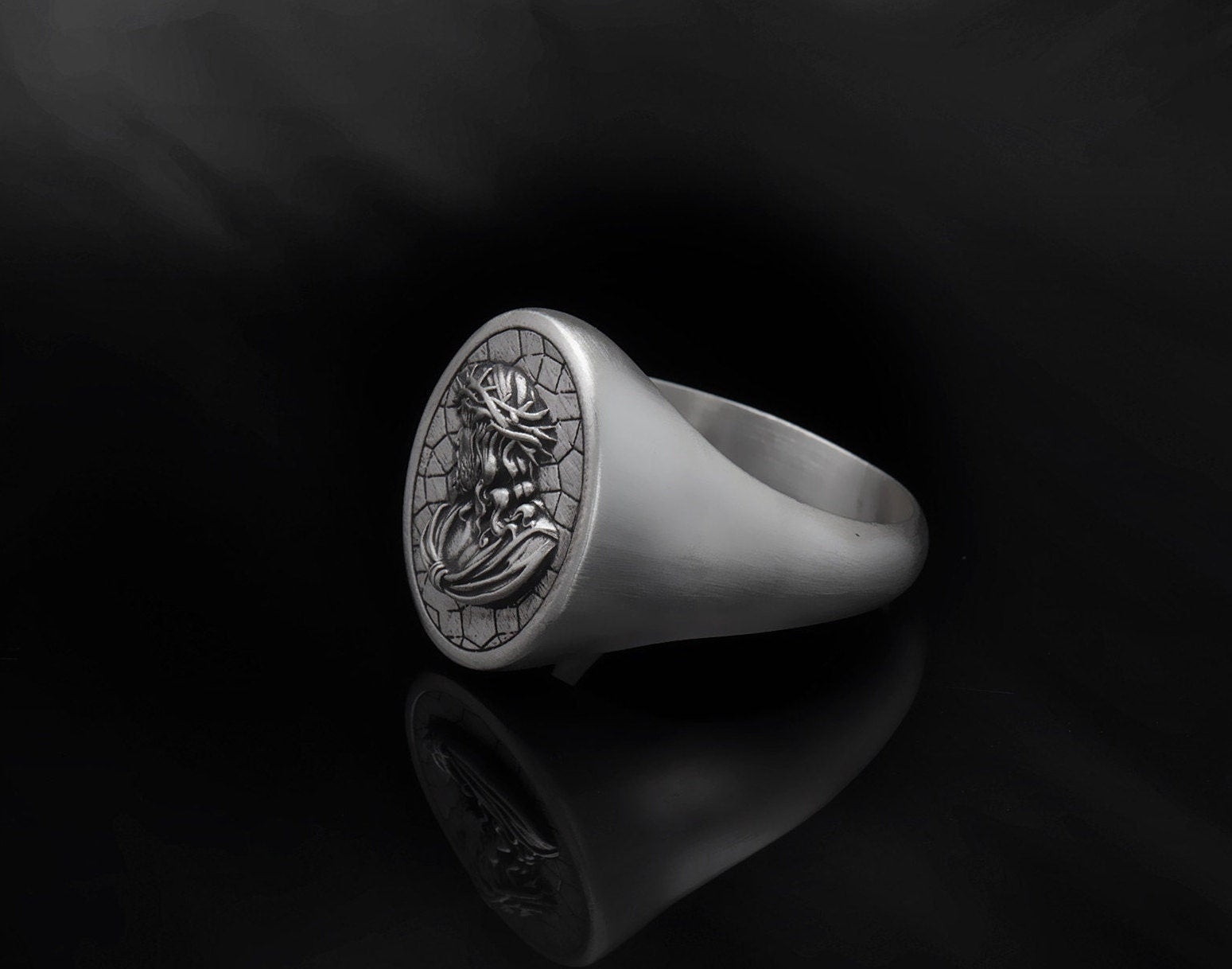 Sterling Silver Jesus Statement Ring, Jesus Christ Ring, Christian Jewelry, Gift For Fathers, Religious Rings, Unique Gift For Father's Day