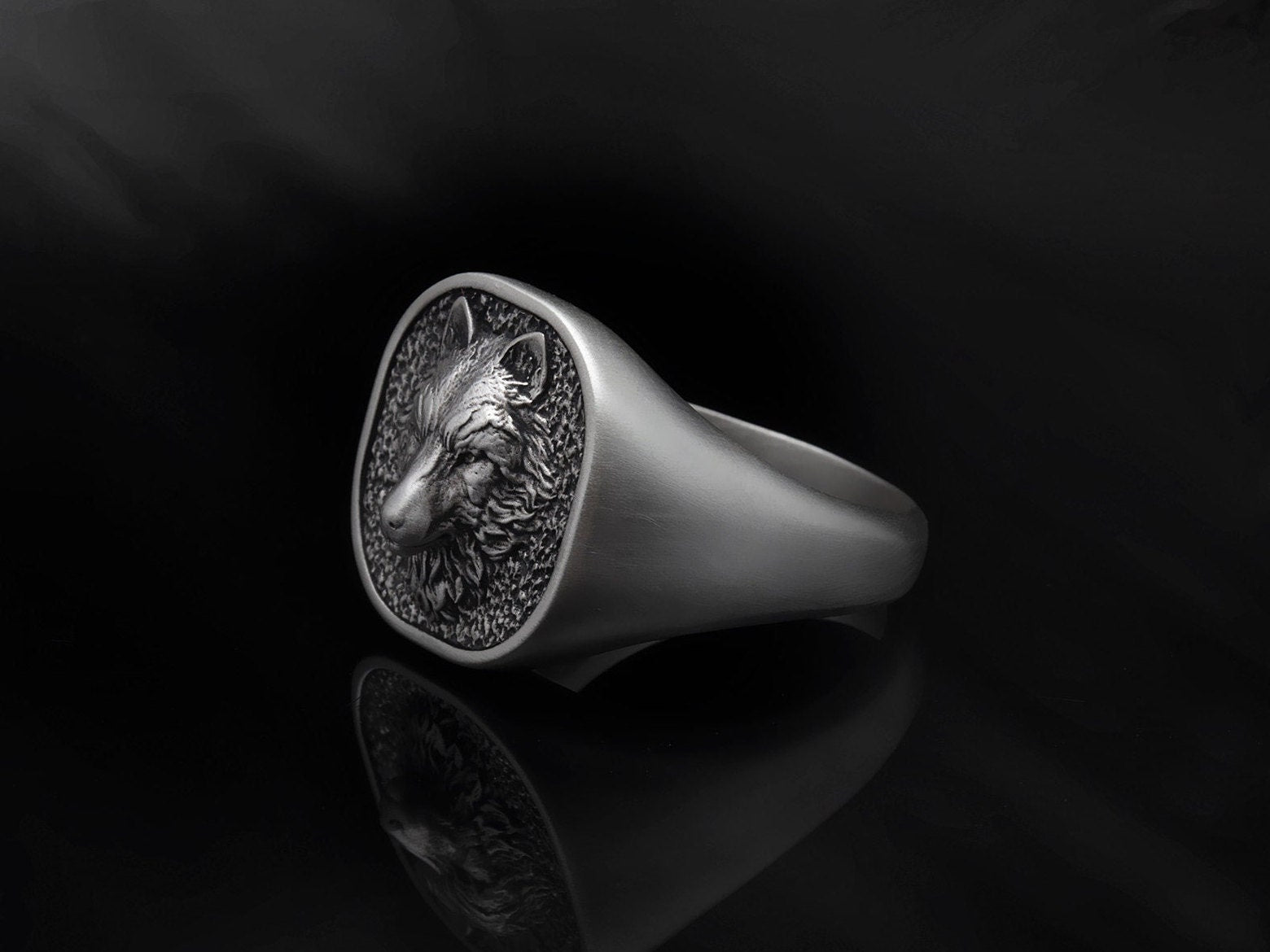 Sterling Silver Wolf Rings, Alpha Wolf Ring For Men, Animal Statement Rings, Signet Ring, Gift for Boyfriends, Unique Gift For Father's Day