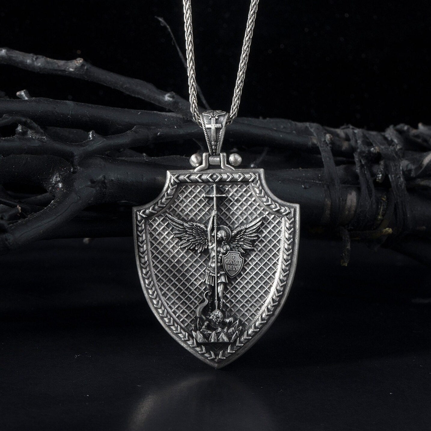 Silver Saint Michael Necklace, Archangel Michael Protects Us Necklace, Unisex Religious Jewelry, Birthday Gifts,