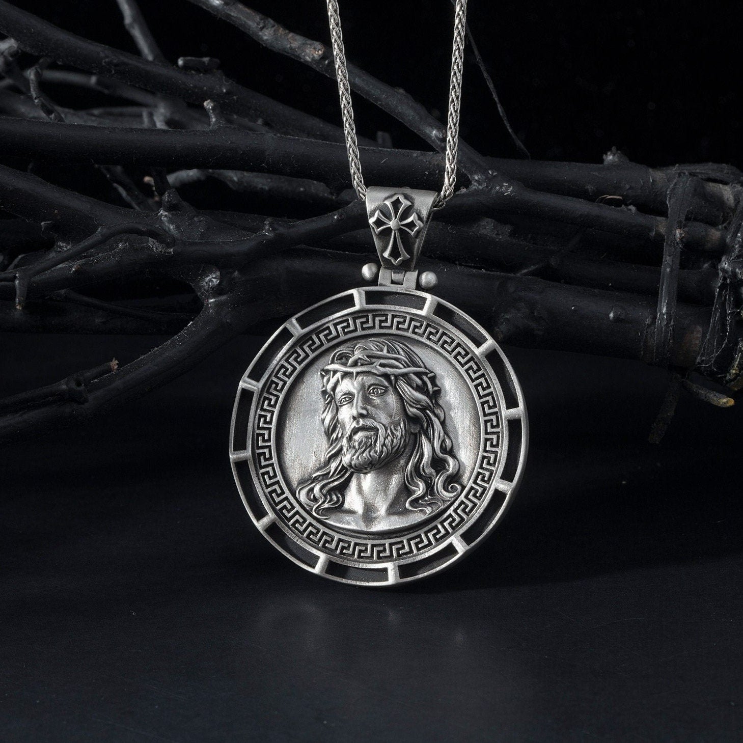 Sterling Silver Jesus Christ Necklace, Cross Necklaces For Men, Crucifix Pendants For Women, Religious Jewelry, Unique Gift For Father's Day