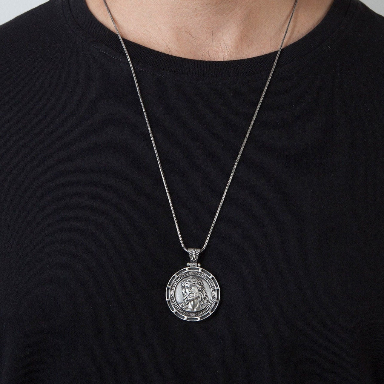 Sterling Silver Jesus Christ Necklace, Cross Necklaces For Men, Crucifix Pendants For Women, Religious Jewelry, Unique Gift For Father's Day