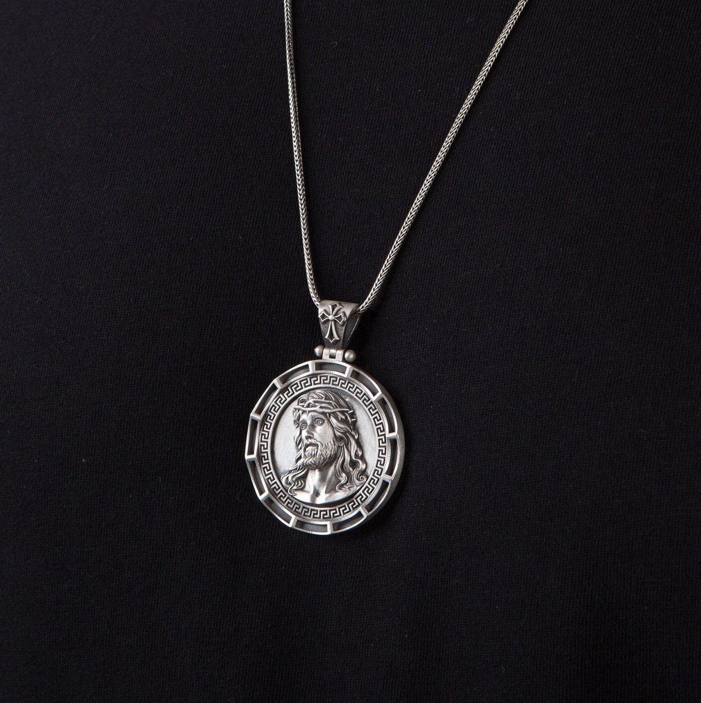 Sterling Silver Jesus Christ Necklace, Cross Necklaces For Men, Crucifix Pendants For Women, Religious Jewelry, Unique Gift For Father's Day