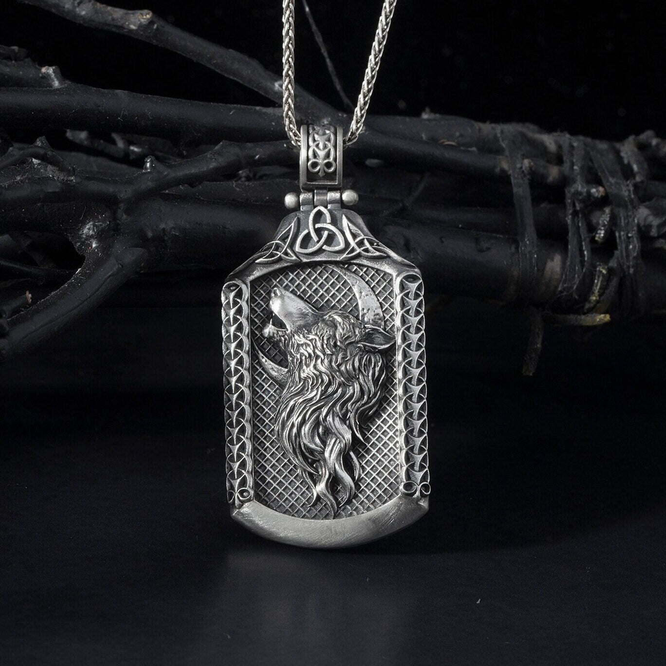 Sterling Silver Wolf Necklace, Wolf Necklace For Man, Wolf Head Pendant, Silver Jewelry For Men, Fathers Gift, Unique Gift For Father's Day