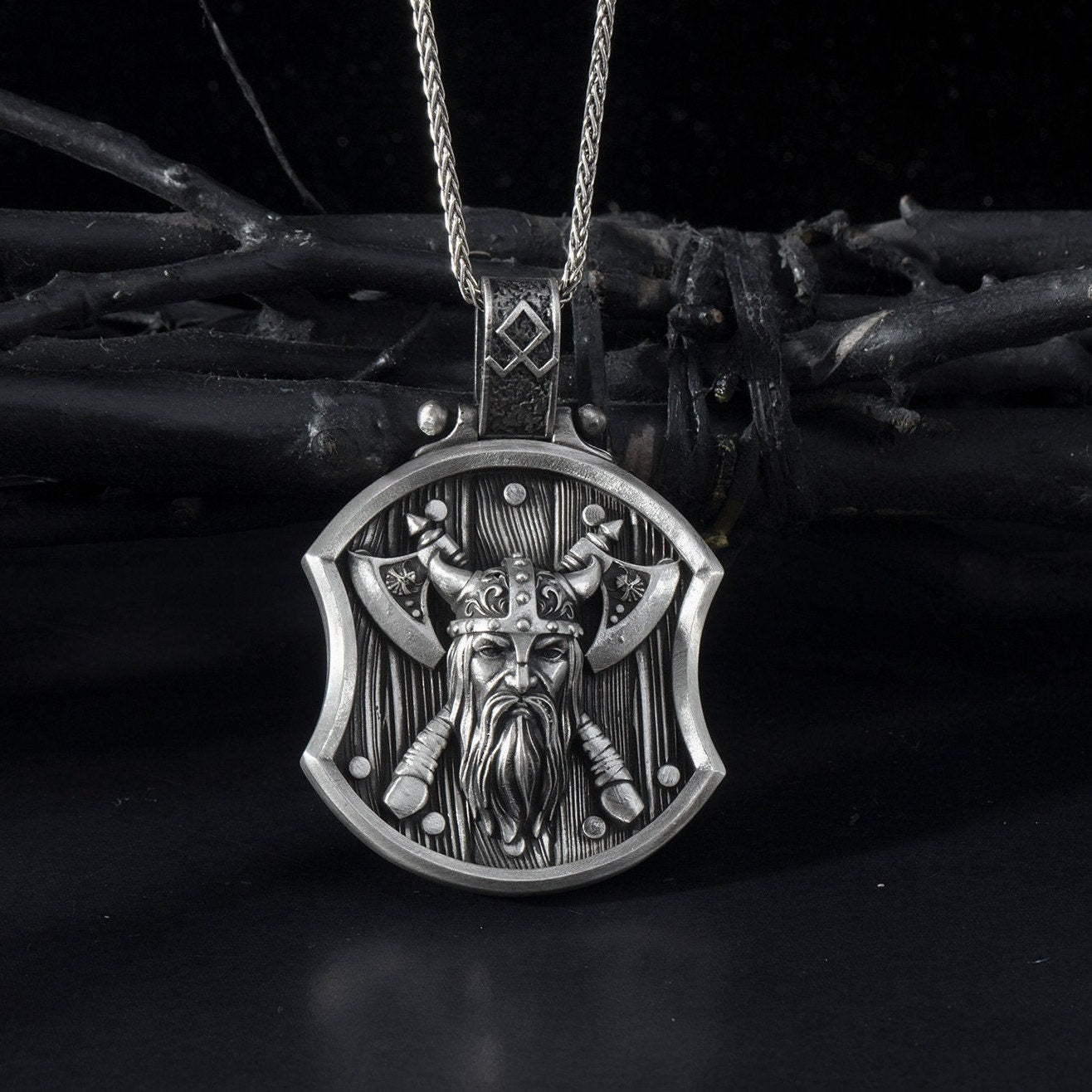 Viking God Odin Solid Silver Necklace, Scandinavian Jewelry For Men, Warrior Axe Pendant, Gift For Boyfriends, Unique Gift For Father's Day