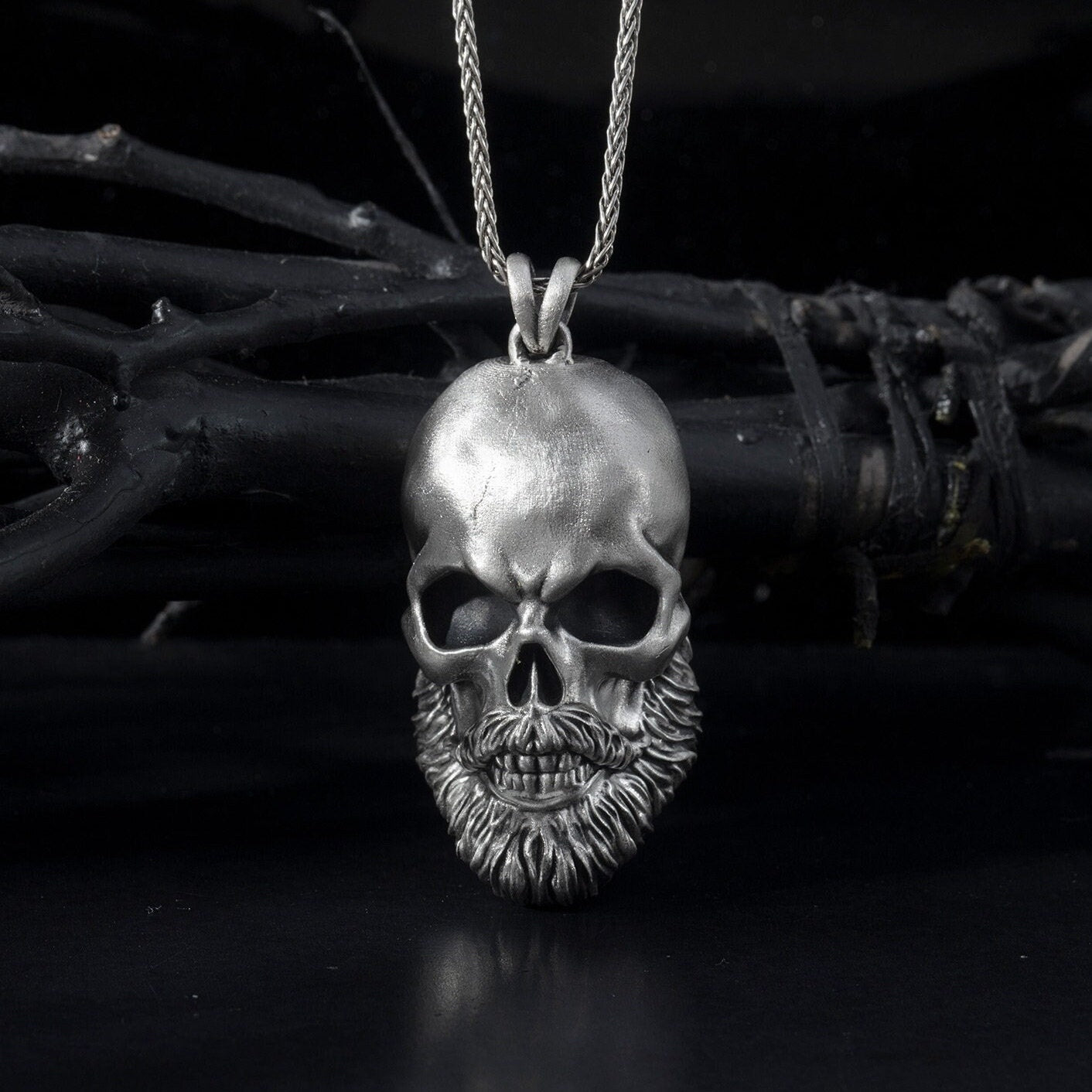 Solid Silver Skull Necklaces, Skull Pendants With Chain, Silver Jewelry For Men's, Skull Necklace For Bikers, Unique Gift For Father's Day