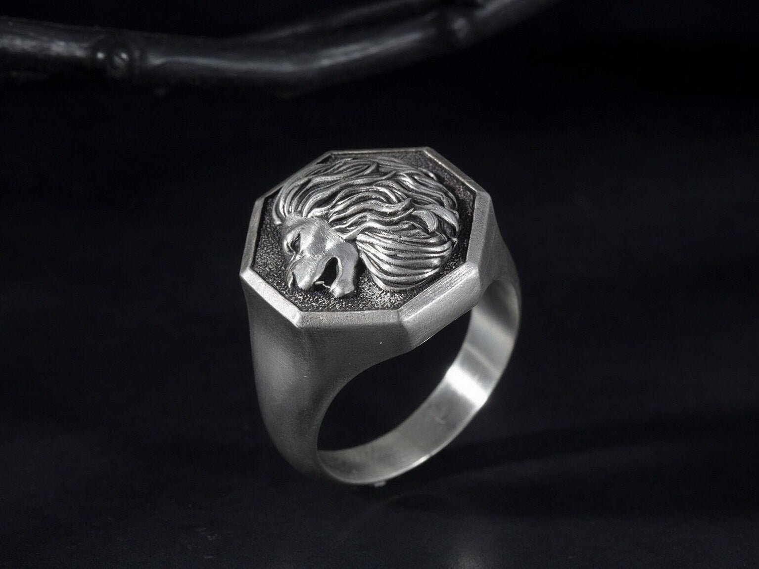 Sterling Silver Lion Statement Rings, Animal Statement Rings, Signet Wedding Rings For Men, Gift for Fathers, Unique Gift For Father's Day