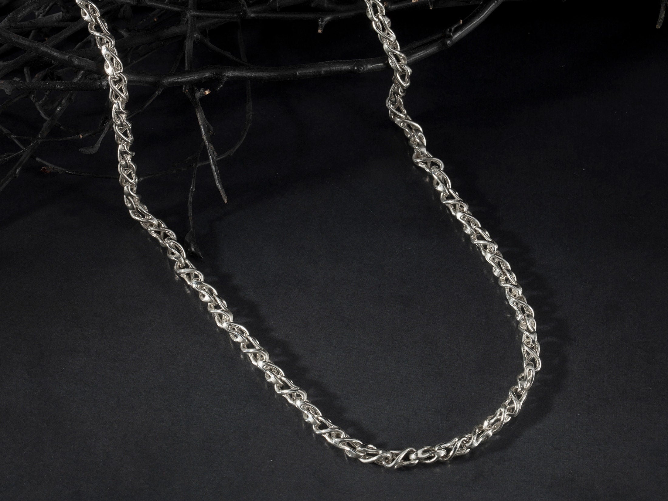 Sterling Silver Gourmet Chain Necklace, Men's Curb Chain Necklace, Best Gift For Fathers, Rope Chain Necklace, Unique Gift For Father's Day
