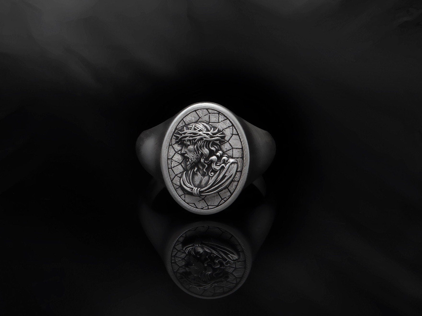 Sterling Silver Jesus Statement Ring, Jesus Christ Ring, Christian Jewelry, Gift For Fathers, Religious Rings, Unique Gift For Father's Day