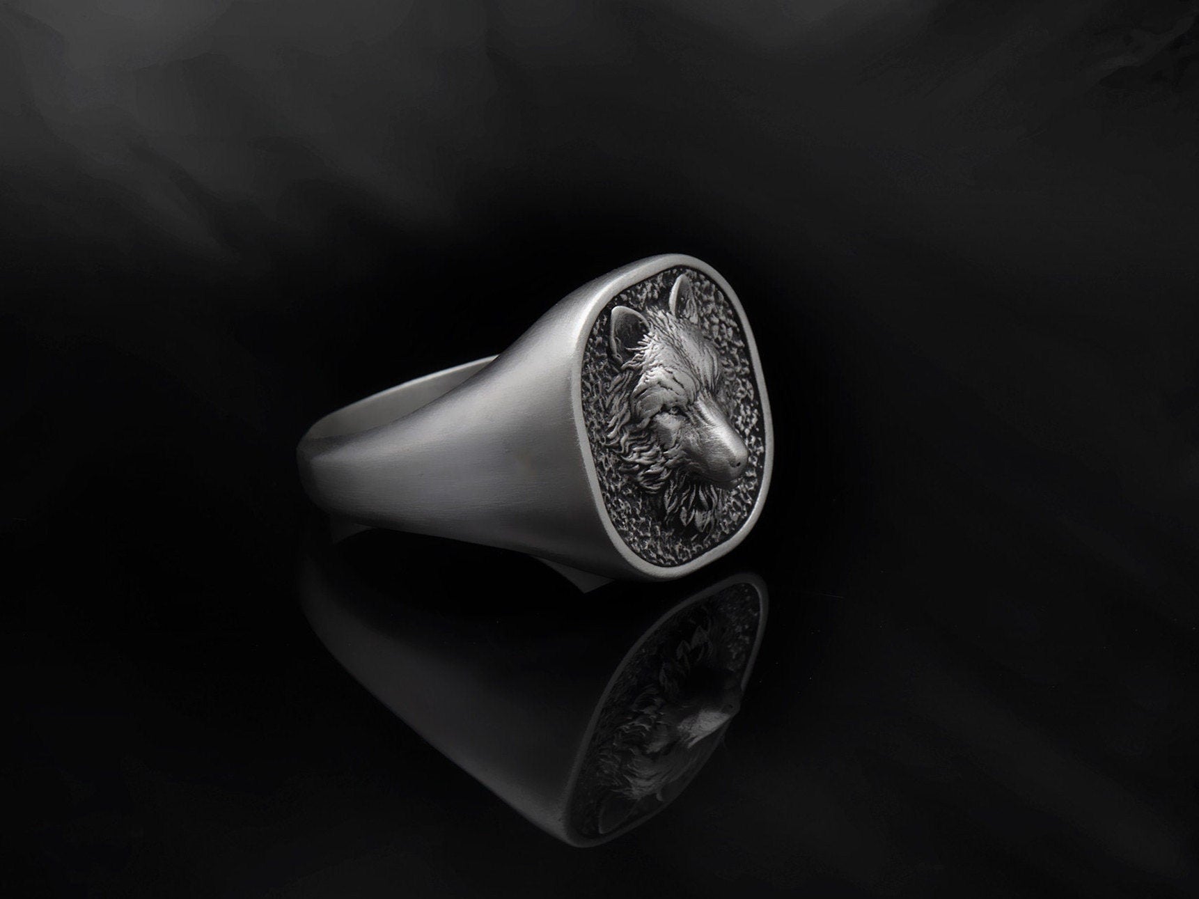 Sterling Silver Wolf Rings, Alpha Wolf Ring For Men, Animal Statement Rings, Signet Ring, Gift for Boyfriends, Unique Gift For Father's Day