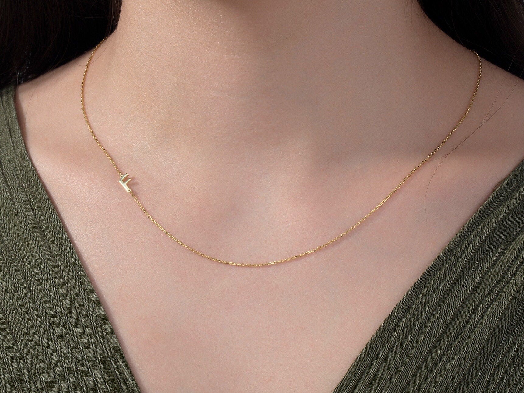 Silver Name Letter Necklace, Custom Gift For Mothers, 14K Gold Couples Initials Necklace, Birthday Gift For Daughter, Gift For Mothers Day