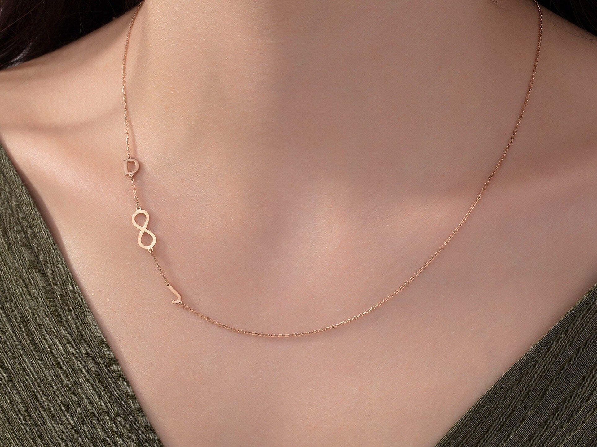 Silver Name Letter Necklace, Custom Gift For Mothers, 14K Gold Couples Initials Necklace, Birthday Gift For Daughter, Gift For Mothers Day